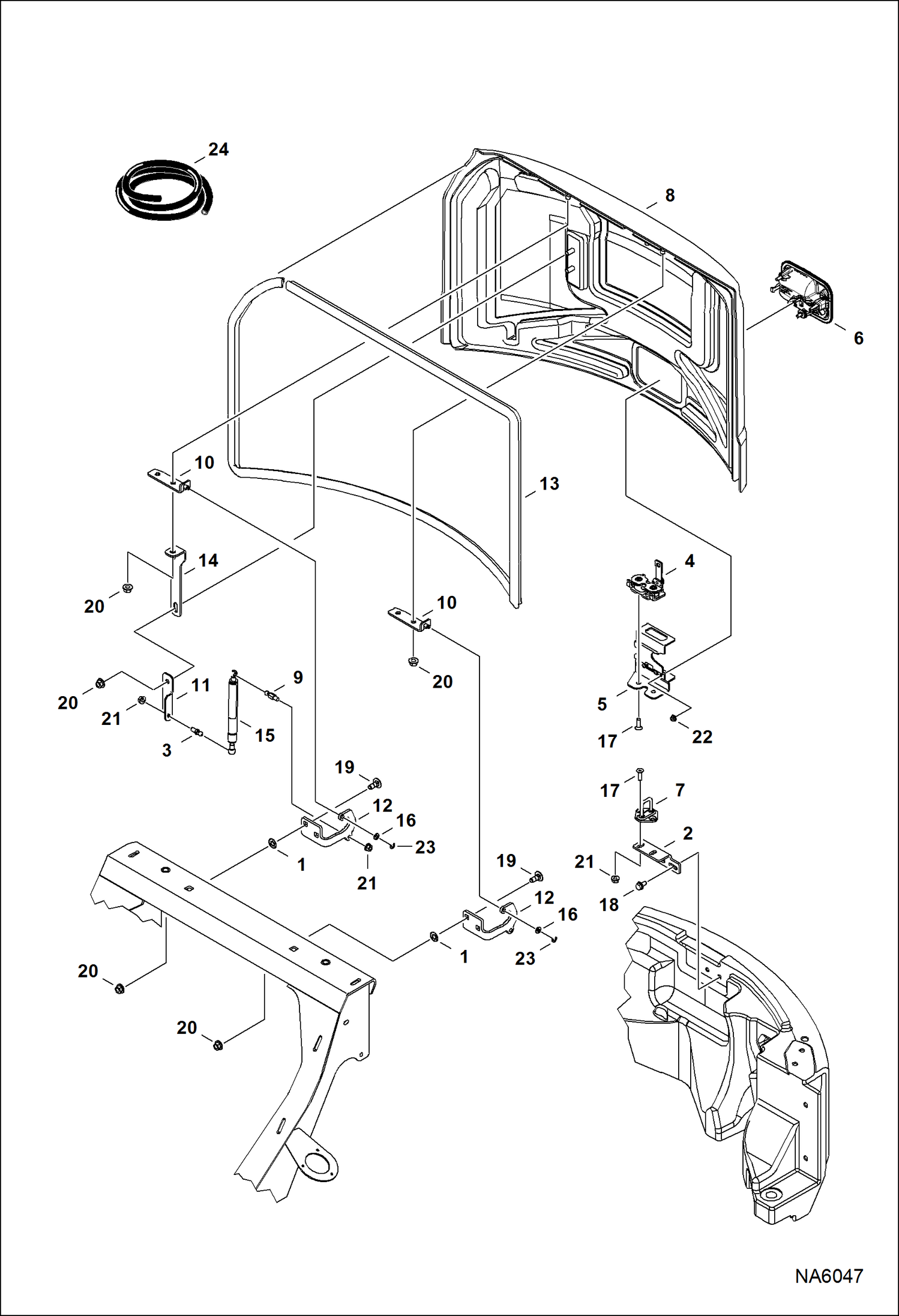 Схема запчастей Bobcat E25 - REAR DOOR MAIN FRAME