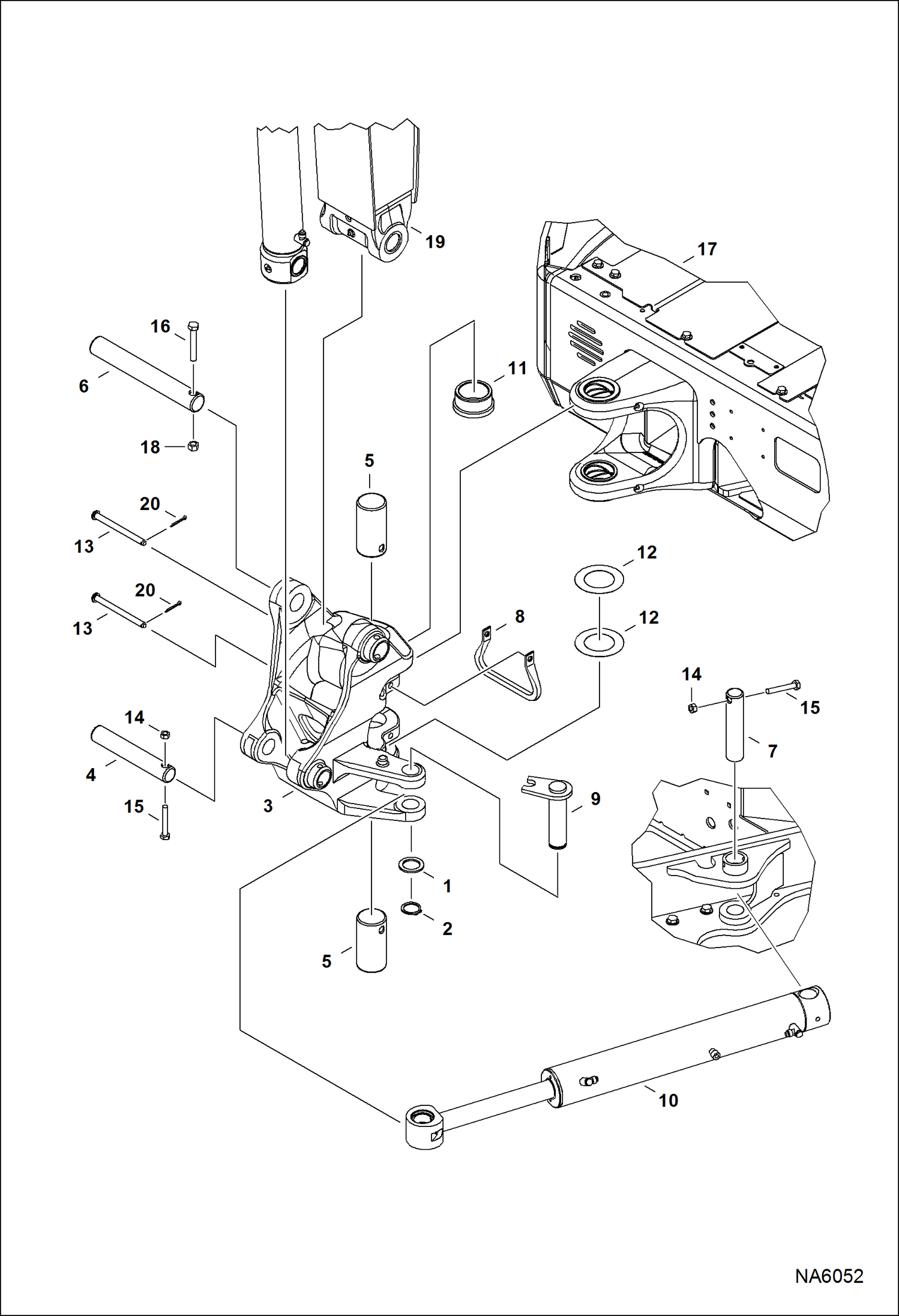 Схема запчастей Bobcat E25 - BOOM SWING FRAME WORK EQUIPMENT