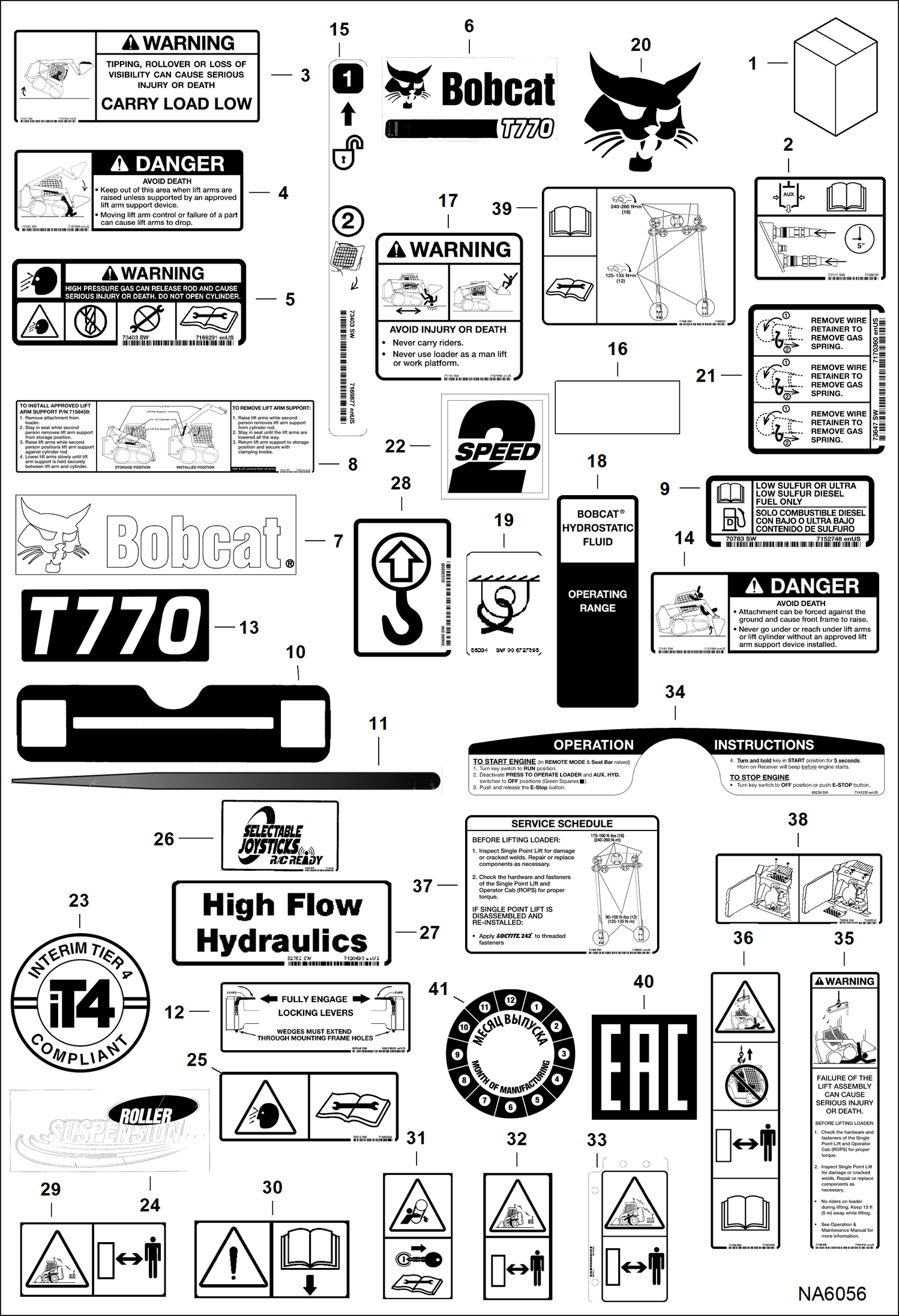 Схема запчастей Bobcat T-Series - DECALS (Outside) ACCESSORIES & OPTIONS