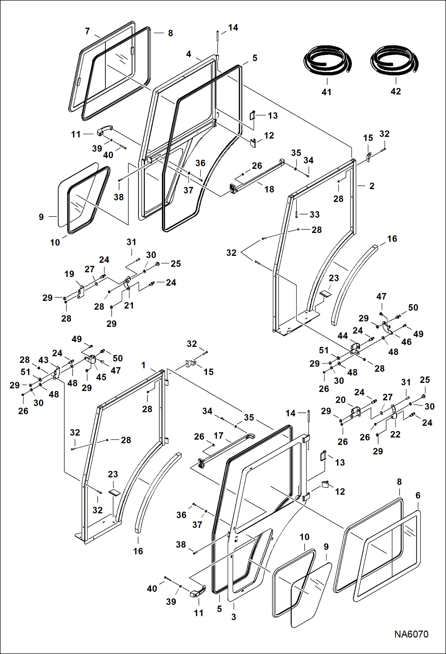 Схема запчастей Bobcat CT225 - CAB KIT (W/Rear Corner Windows) (Side & Door Panels) ACCESSORIES & OPTIONS