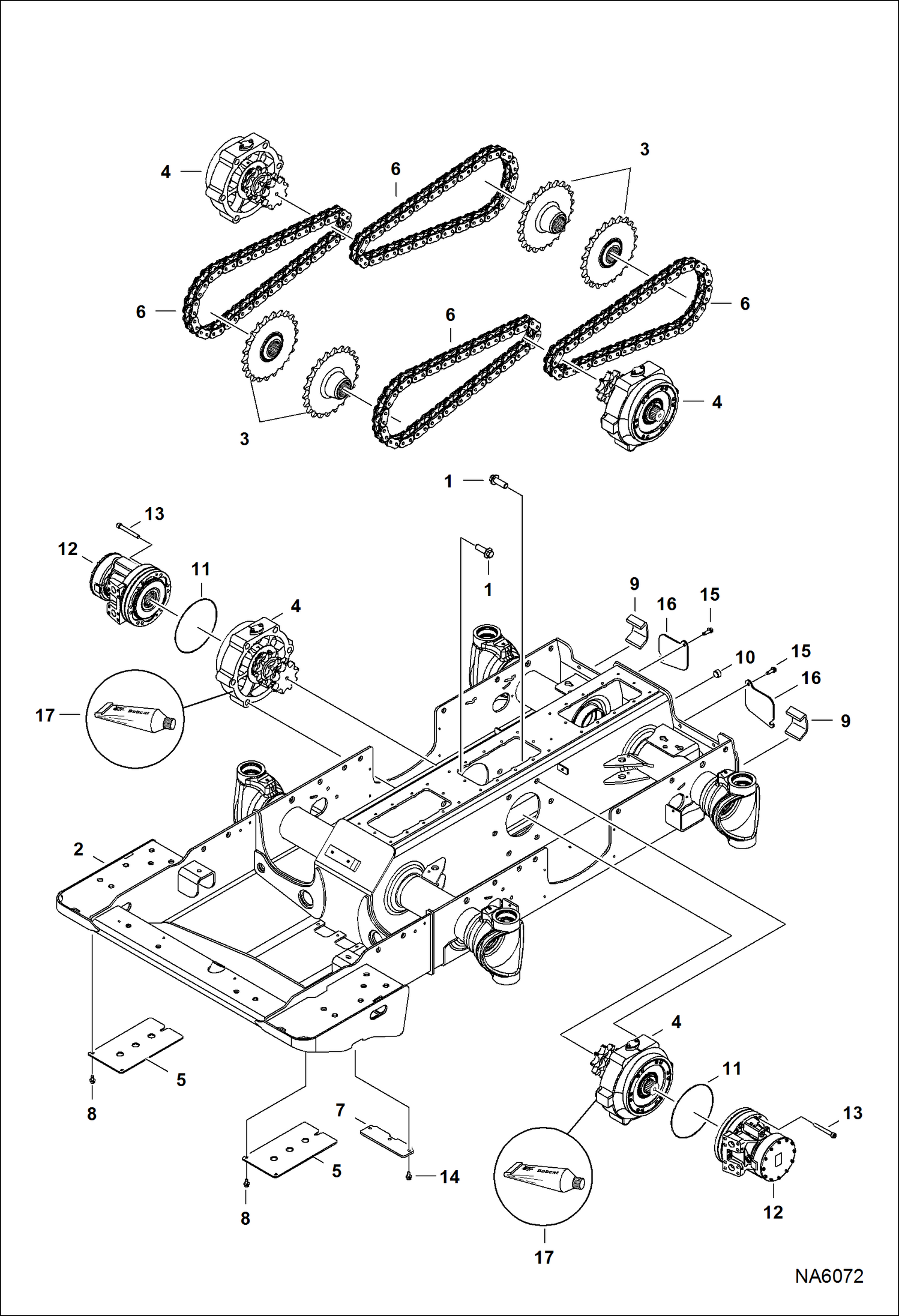 Схема запчастей Bobcat A-Series - DRIVE TRAIN (S/N A3P611001 - 12374, A3P711001 - 12318) DRIVE TRAIN