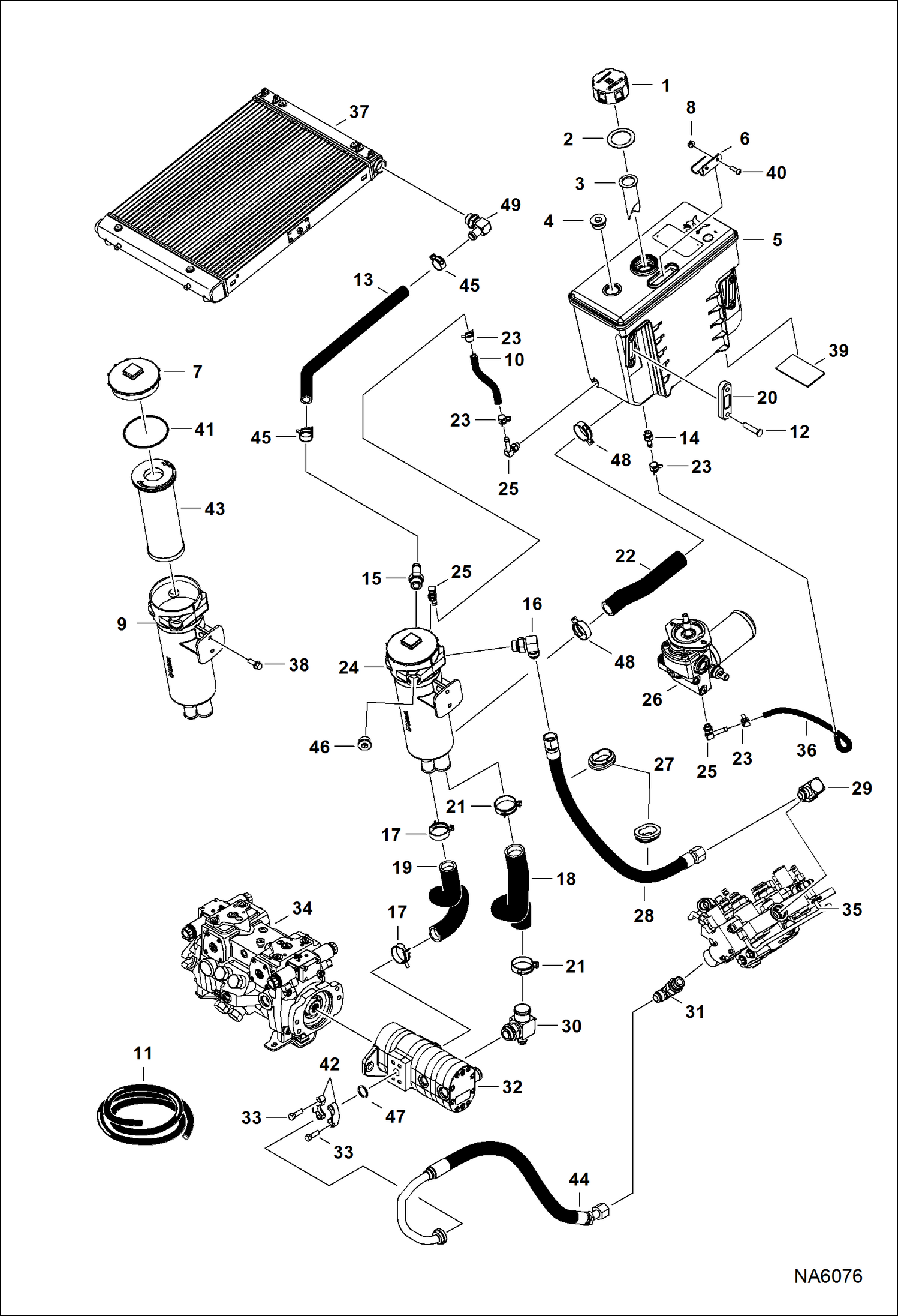 Схема запчастей Bobcat A-Series - HYDROSTATIC CIRCUITRY (Tank & Filter) HYDROSTATIC SYSTEM