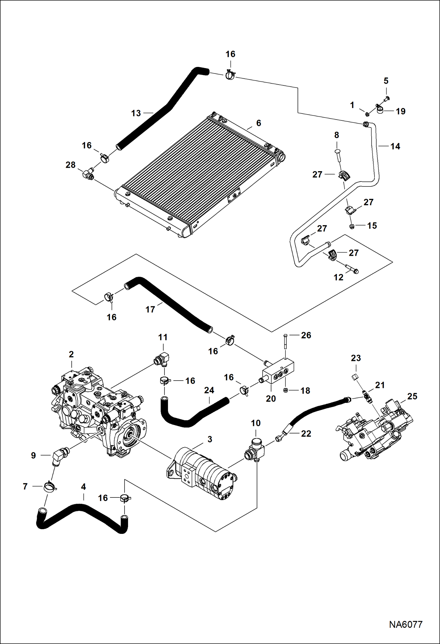 Схема запчастей Bobcat A-Series - HYDROSTATIC CIRCUITRY (Cooler) HYDROSTATIC SYSTEM