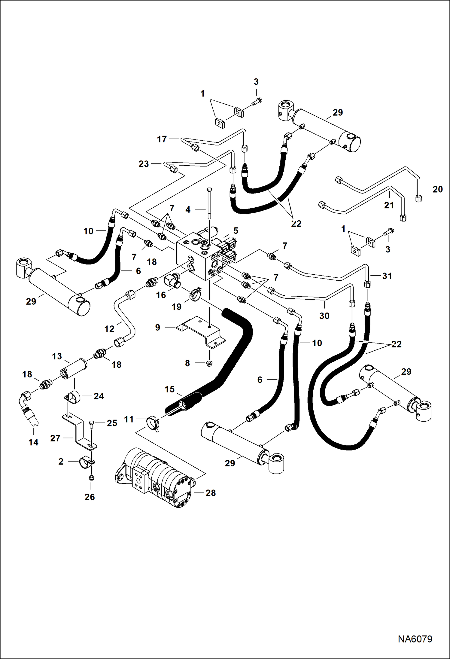 Схема запчастей Bobcat A-Series - HYDROSTATIC CIRCUITRY (Steering Valve) HYDROSTATIC SYSTEM