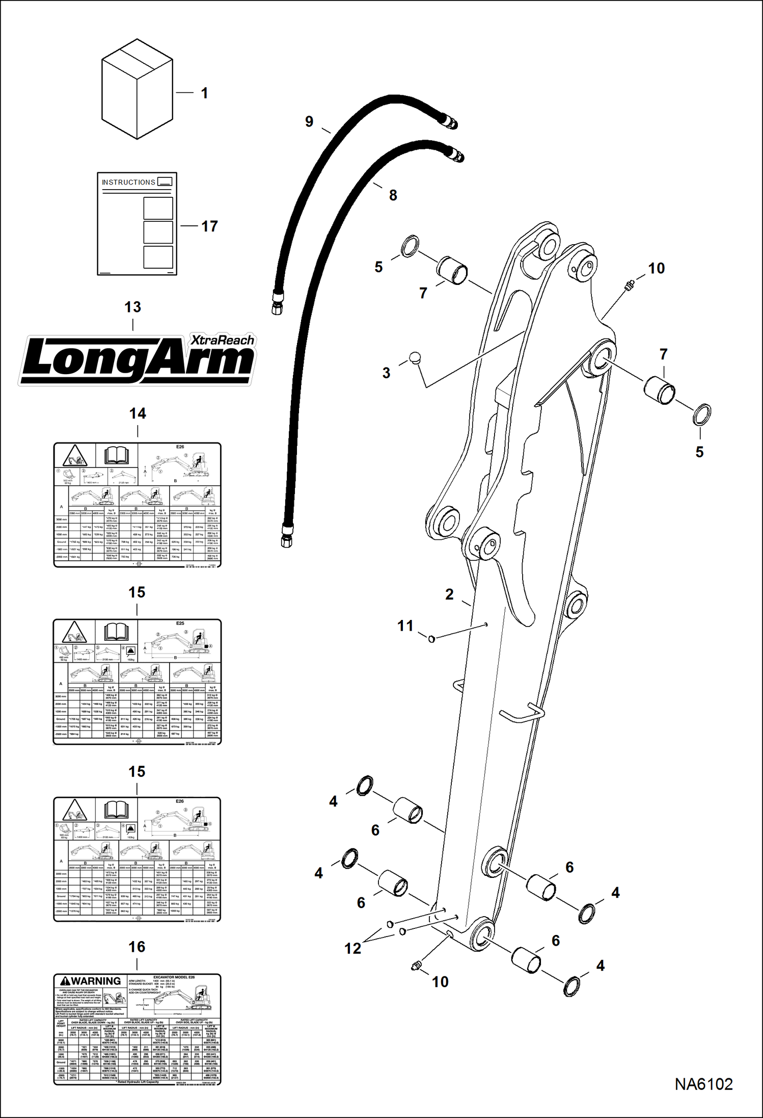 Схема запчастей Bobcat E25 - LONG ARM KIT ACCESSORIES & OPTIONS