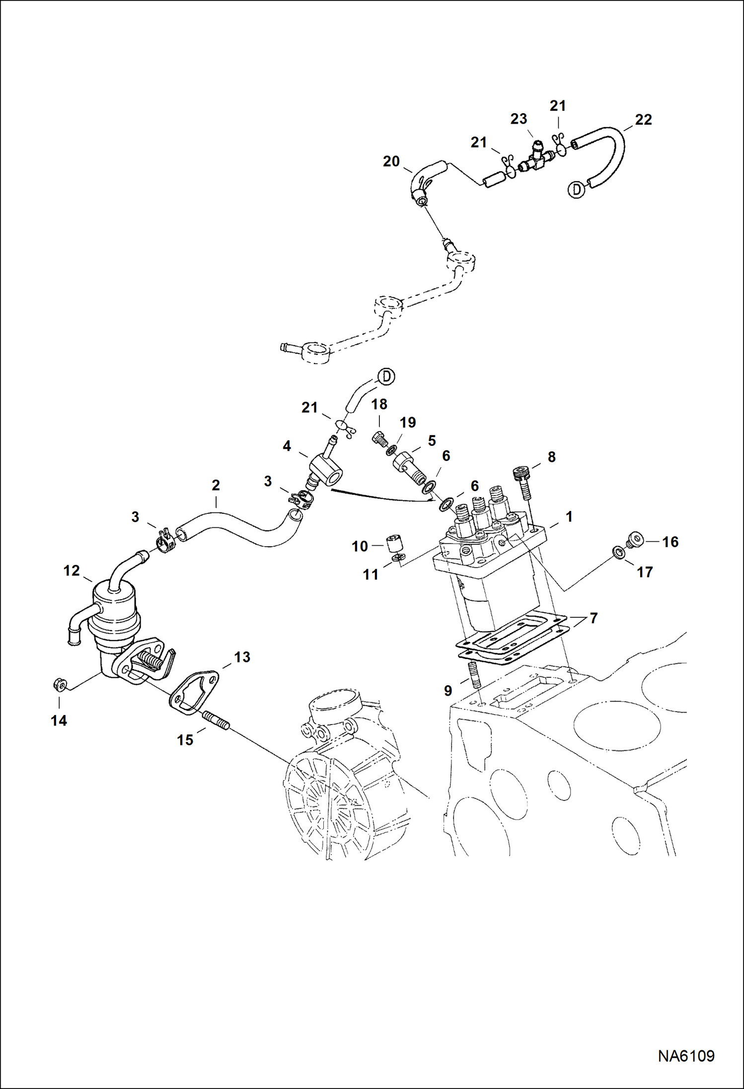 Схема запчастей Bobcat E25 - INJECTION PUMP & FUEL PUMP POWER UNIT