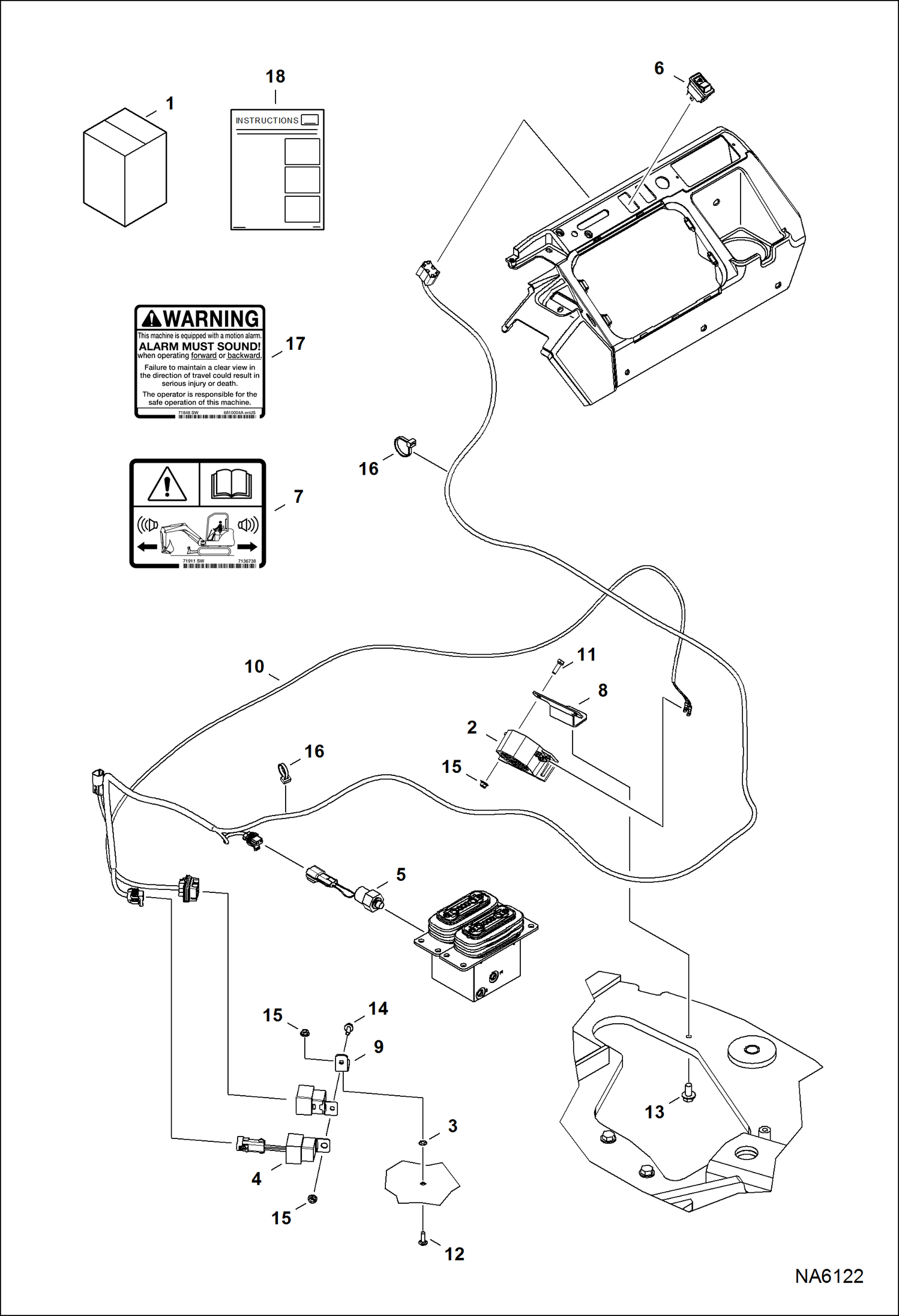 Схема запчастей Bobcat E25 - MOTION ALARM KIT ACCESSORIES & OPTIONS