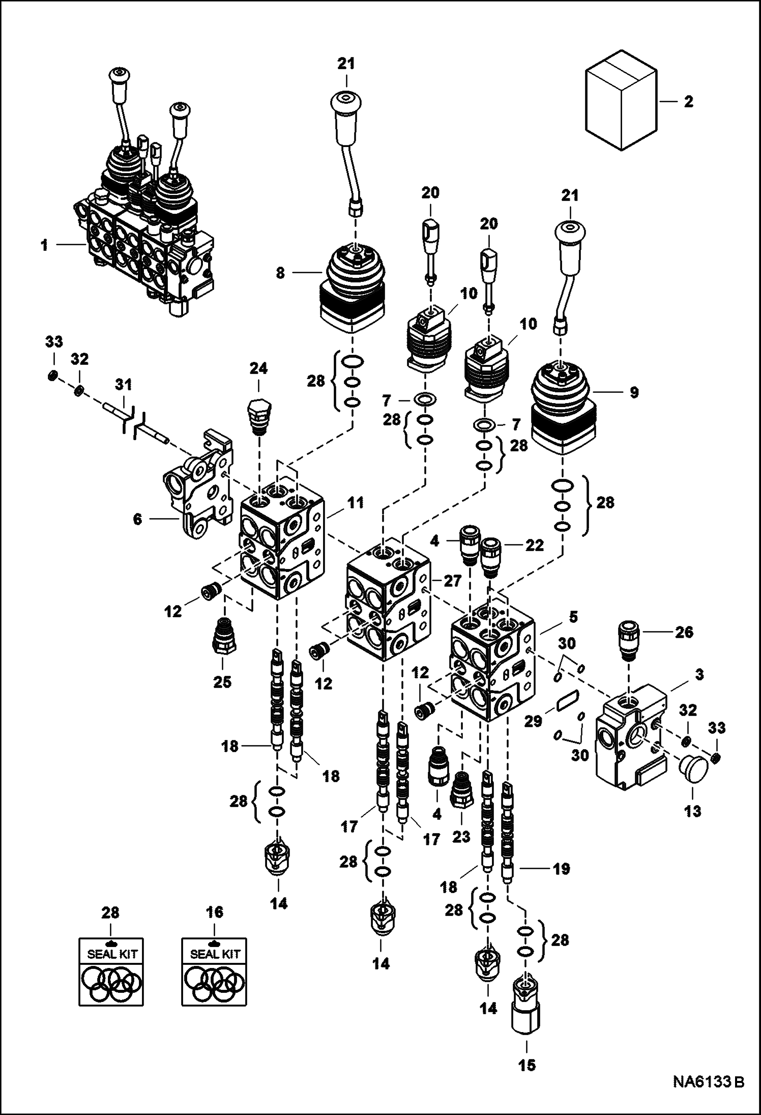 Схема запчастей Bobcat BACKHOE - BACKHOE (Control Valve) (W/5 Sections) (8811 A558 & B393) 811/8811 BACKHOE