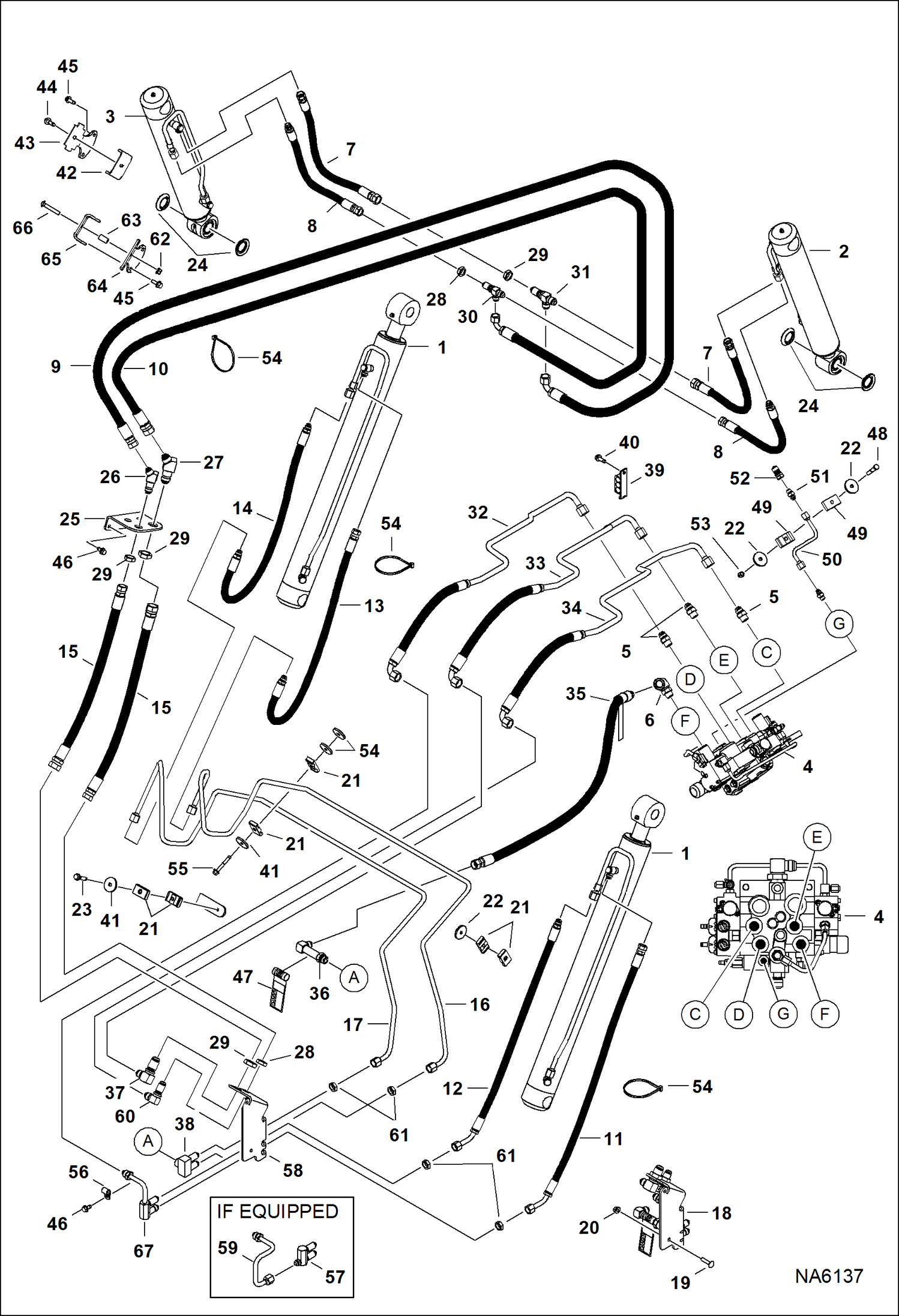 Схема запчастей Bobcat A-Series - HYDRAULIC CIRCUITRY (W/O BPV Junction Block) (S/N A3P611001 - 11541, A3P711001 - 11565) HYDRAULIC SYSTEM