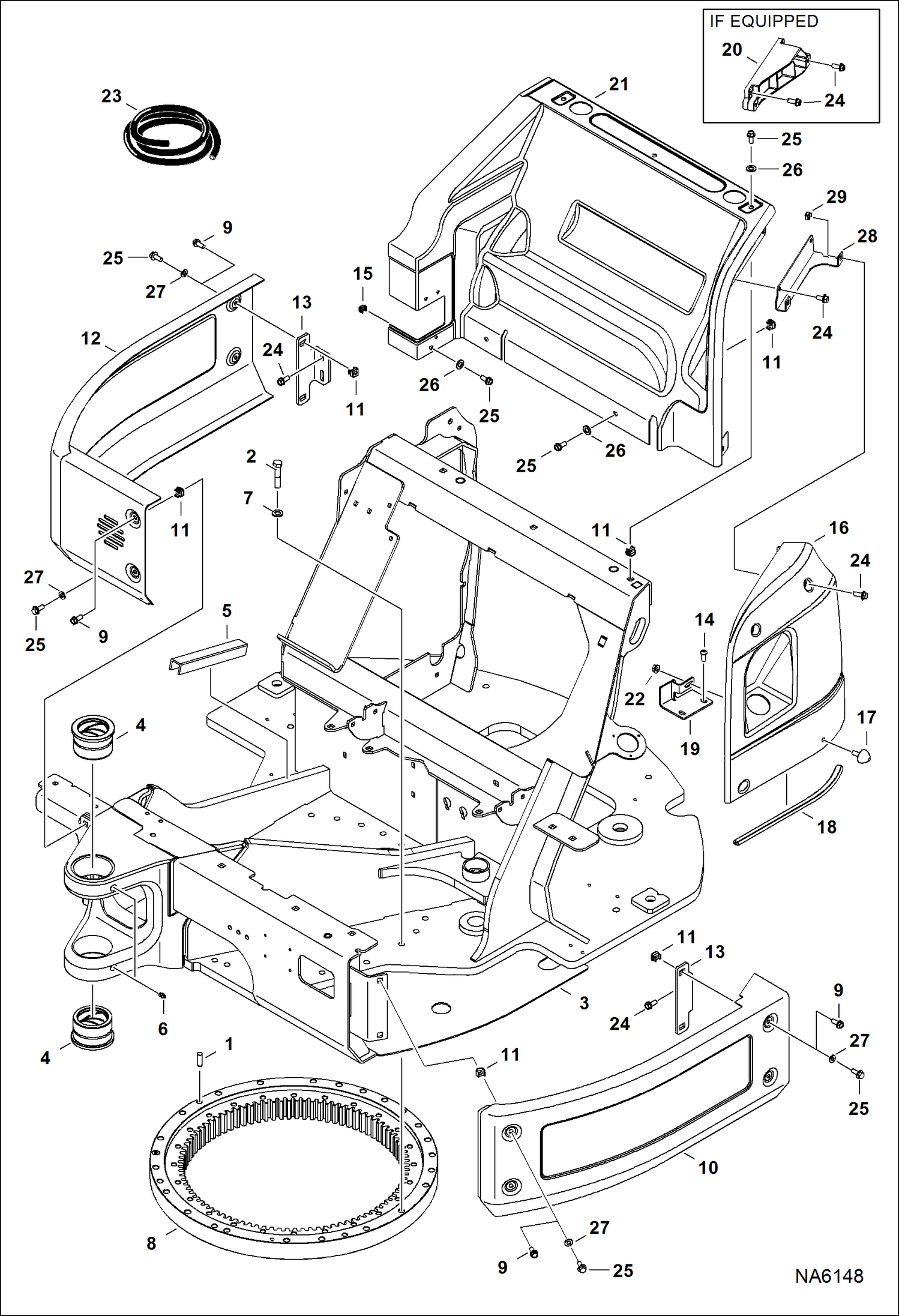 Схема запчастей Bobcat E55 - UPPERSTRUCTURE MAIN FRAME