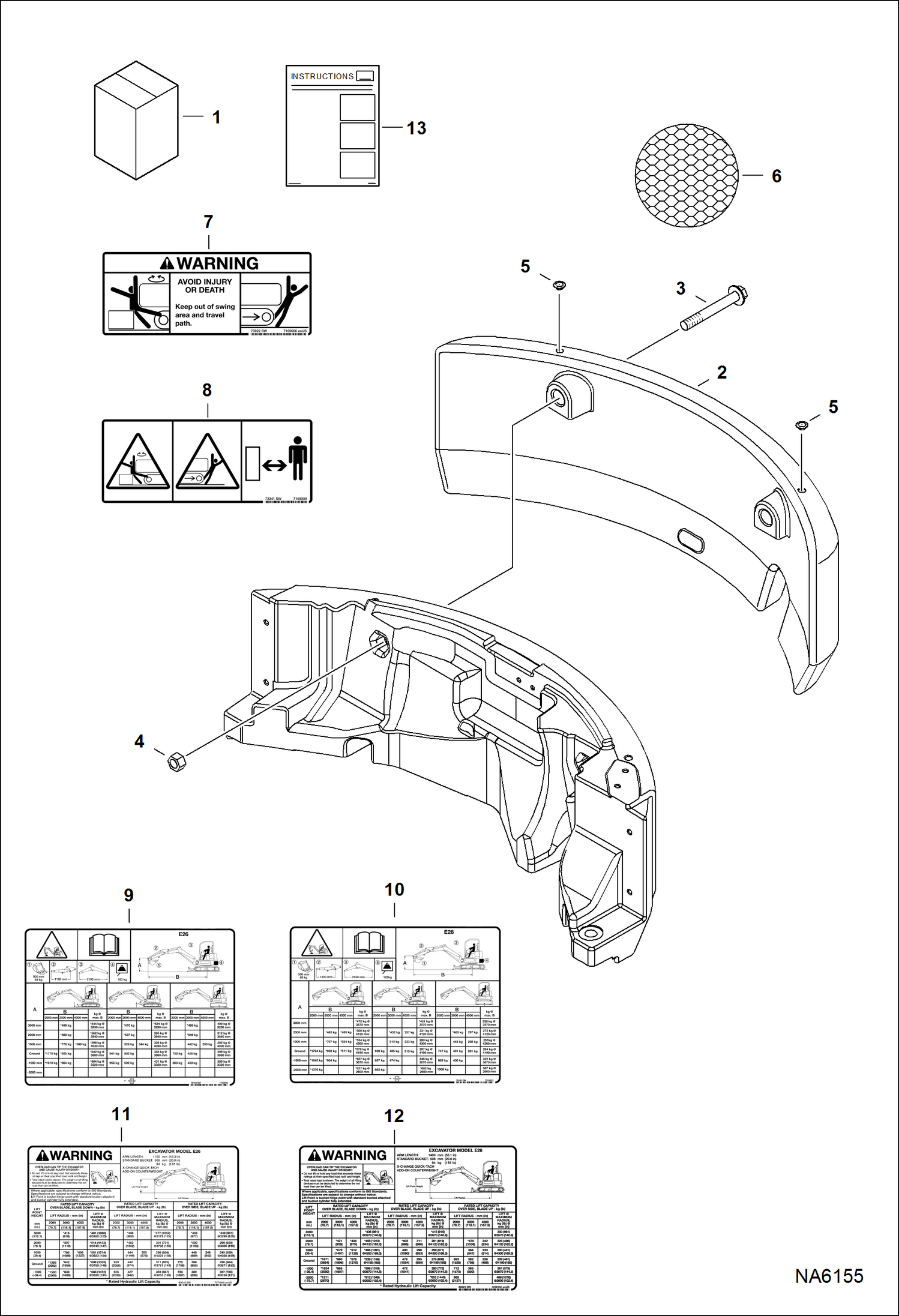 Схема запчастей Bobcat E25 - COUNTERWEIGHT KIT ACCESSORIES & OPTIONS