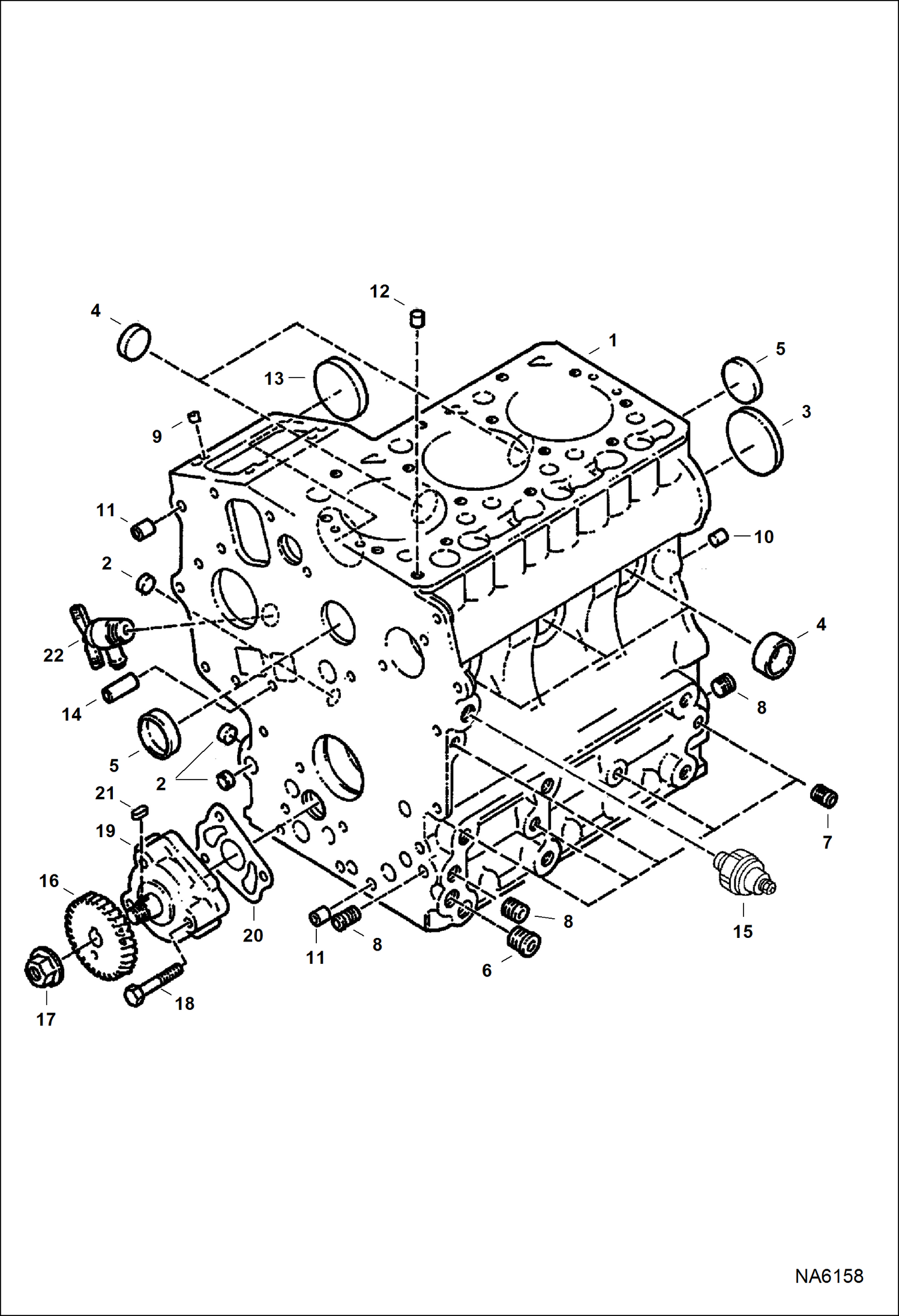 Схема запчастей Bobcat 2200 - CRANKCASE REPLACEMENT ENGINE