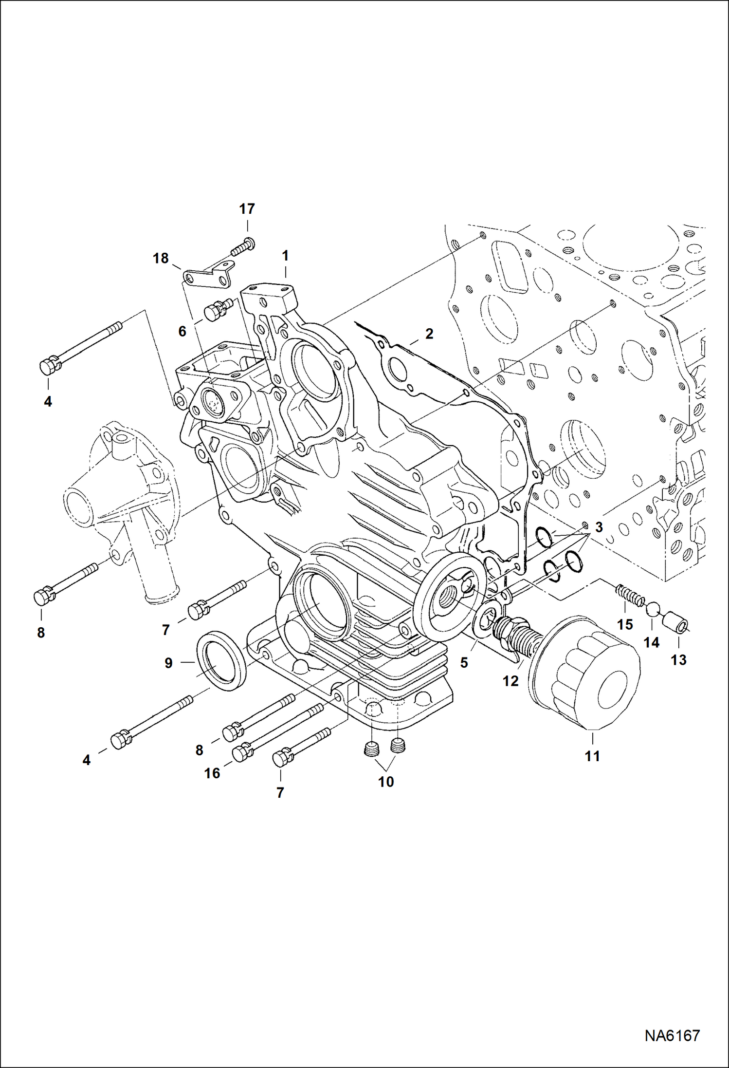 Схема запчастей Bobcat 2200 - GEARCASE REPLACEMENT ENGINE