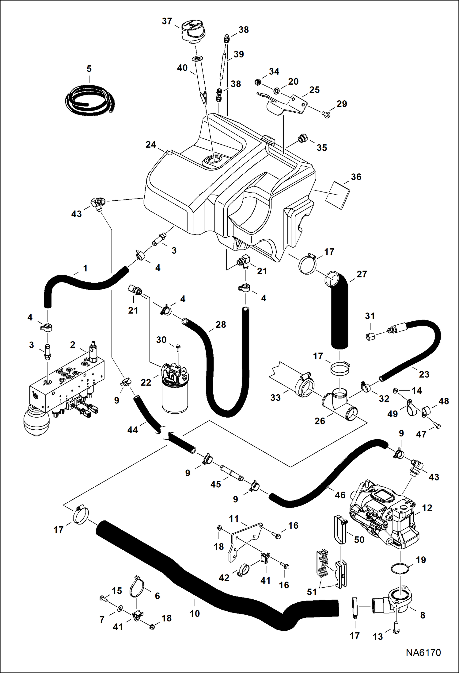 Схема запчастей Bobcat E55 - HYDRAULIC CIRCUITRY (Tank & Pump) HYDRAULIC SYSTEM