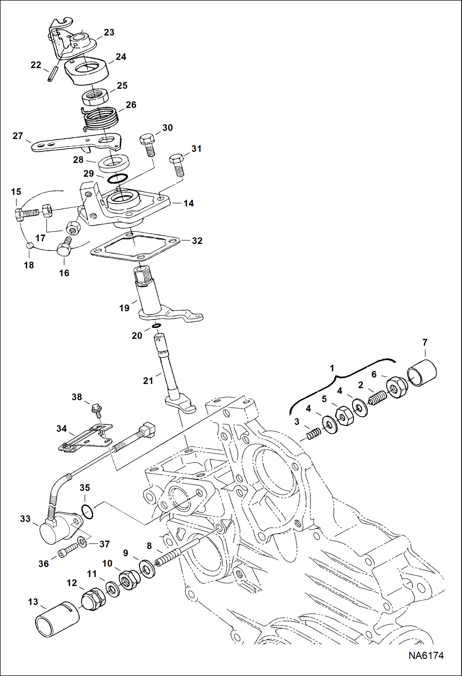 Схема запчастей Bobcat 2200 - SPEED CONTROL & STOP LEVER REPLACEMENT ENGINE