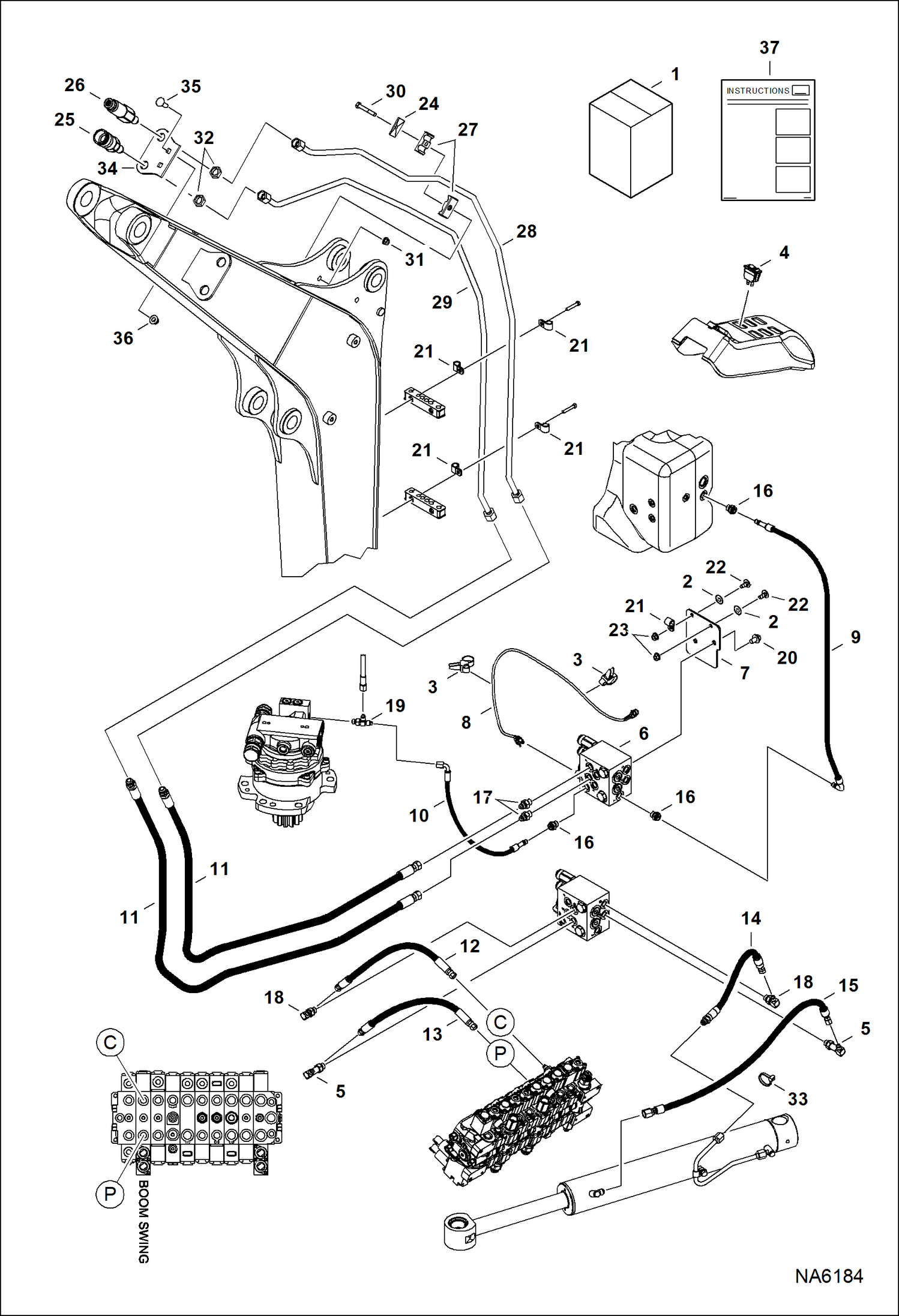 Схема запчастей Bobcat E26 - SECONDARY AUXILIARY KIT ACCESSORIES & OPTIONS