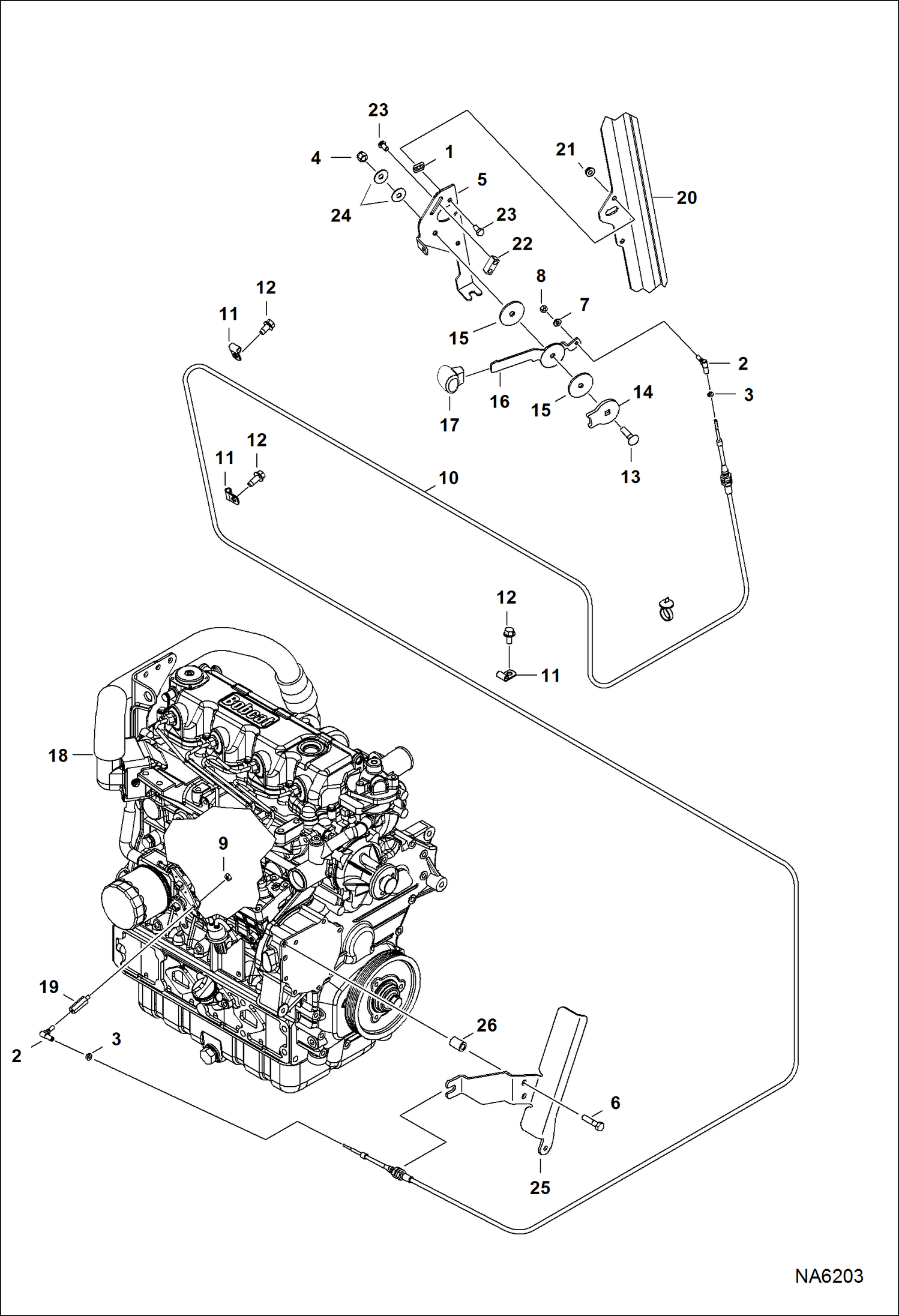 Схема запчастей Bobcat S-Series - ENGINE SPEED CONTROL (Manual Controls) POWER UNIT