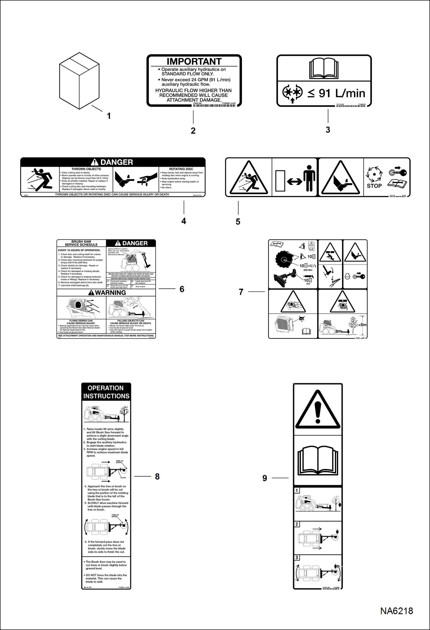 Схема запчастей Bobcat BRUSH SAW - BRUSH SAW (Decals) (No-Text) (0055) (A13P) Loader