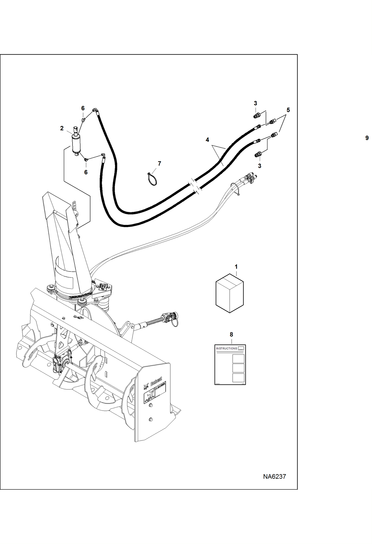 Схема запчастей Bobcat SNOWBLOWER - SNOWBLOWER (Hydraulic Chute Deflector Kit) (FCTSB72 AJGY) Компактные тракторы