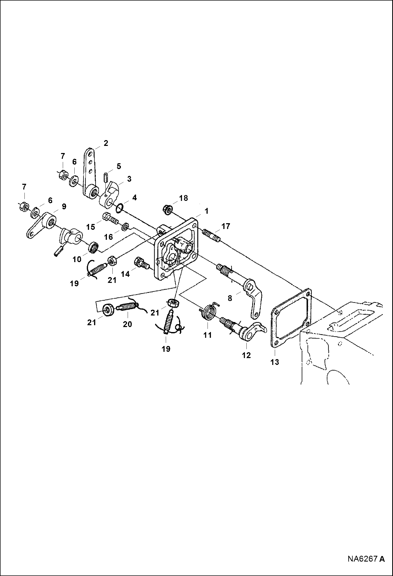 Схема запчастей Bobcat S-Series - SPEED CONTROL PLATE REPLACEMENT ENGINE