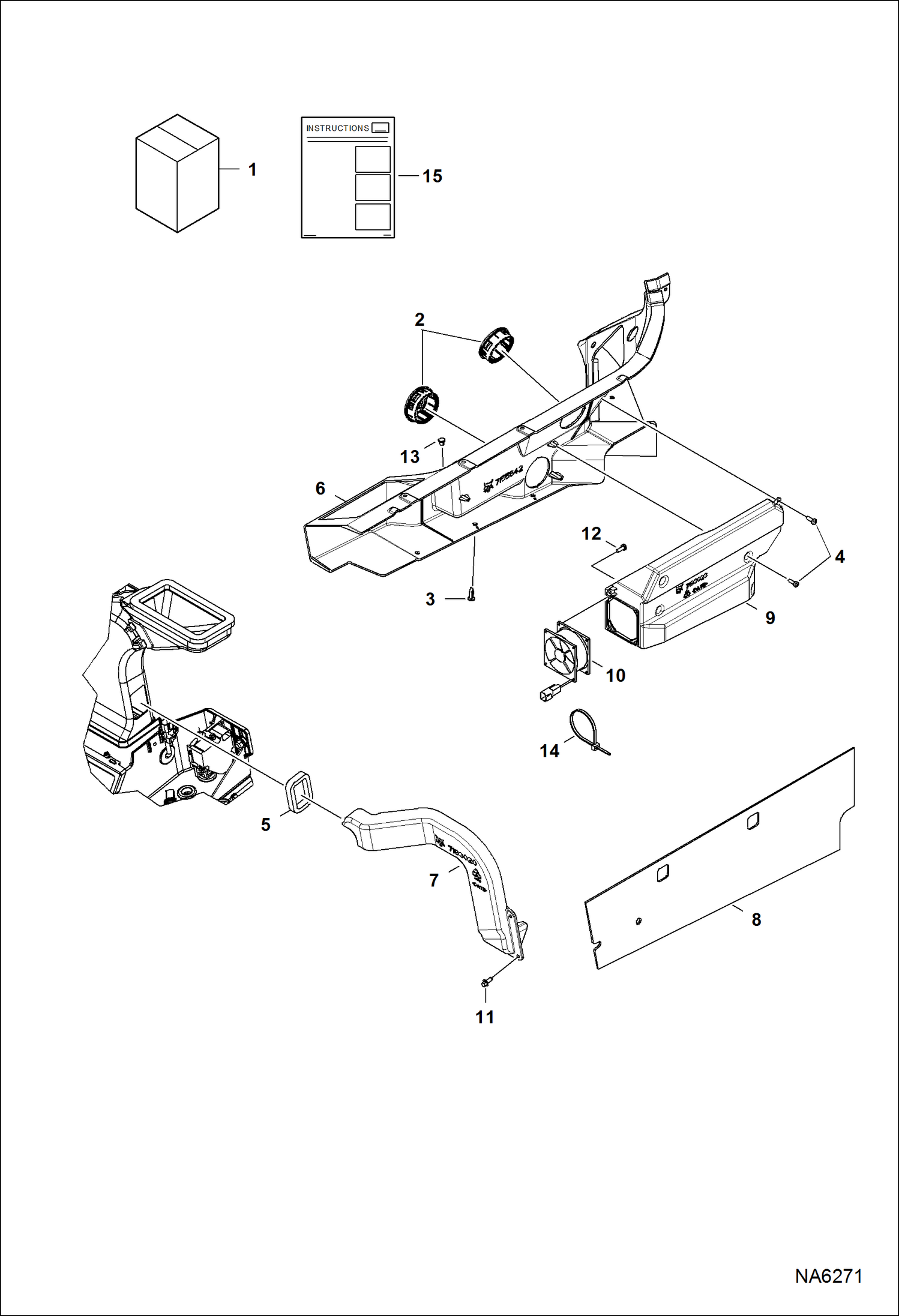 Схема запчастей Bobcat A-Series - HEATER & A/C (Lower Duct Kit) ACCESSORIES & OPTIONS