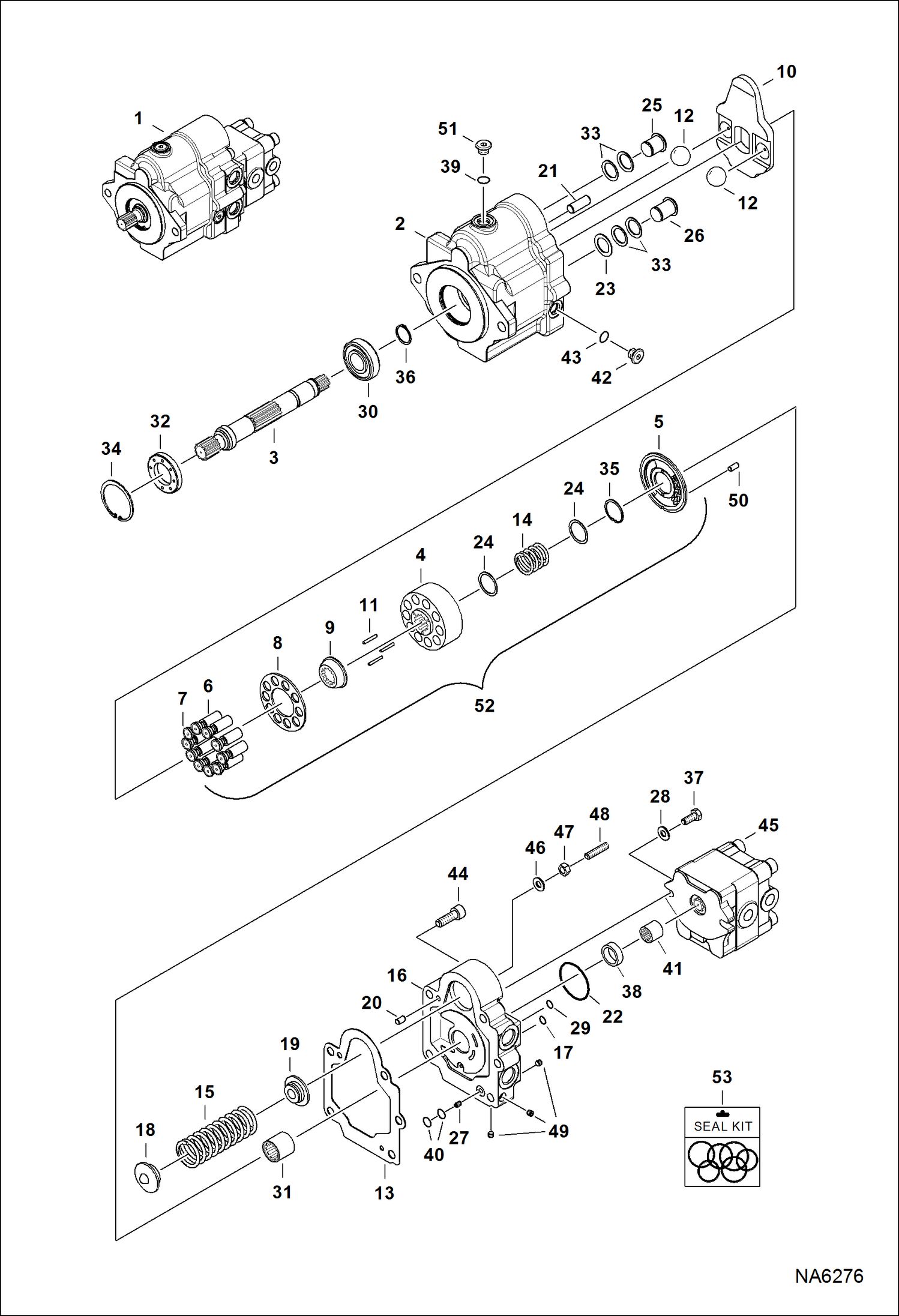 Схема запчастей Bobcat E26 - HYDRAULIC PISTON PUMP HYDRAULIC SYSTEM