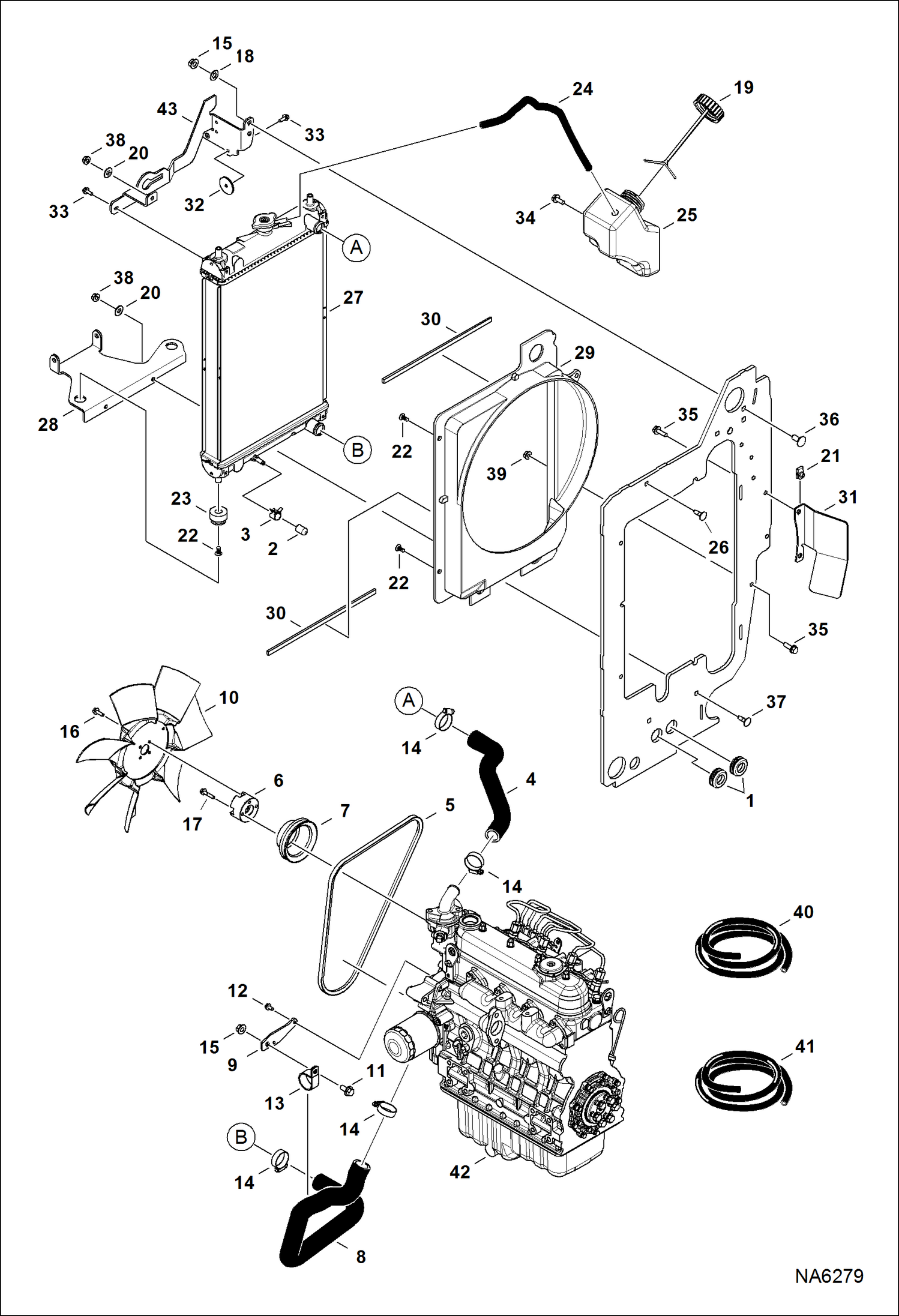 Схема запчастей Bobcat E26 - ENGINE & ATTACHING PARTS (Radiator Water Exchanger) POWER UNIT