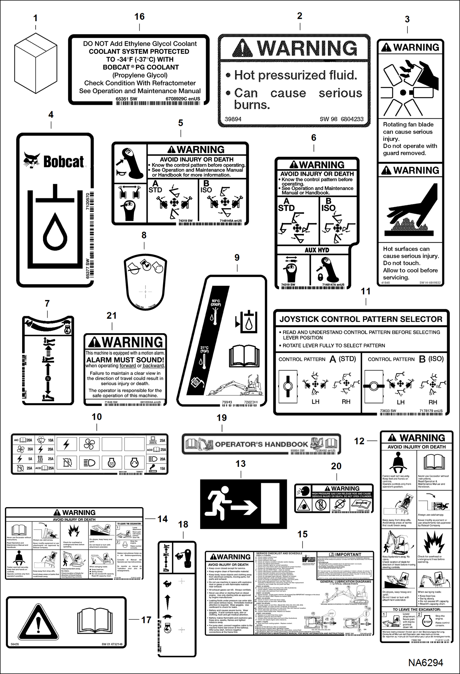 Схема запчастей Bobcat E26 - DECALS (Inside) ACCESSORIES & OPTIONS