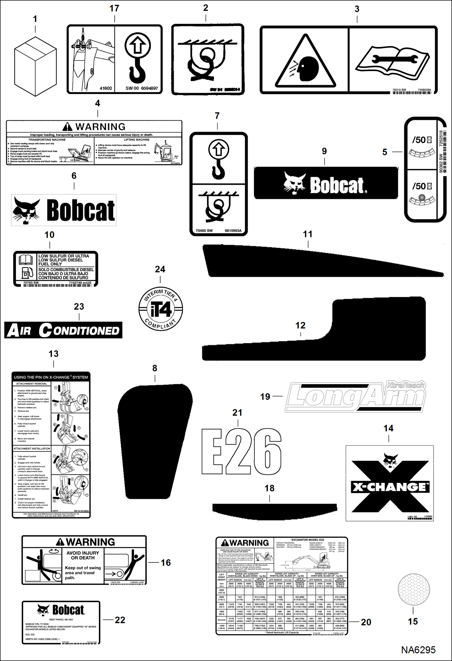 Схема запчастей Bobcat E26 - DECALS (Outside) ACCESSORIES & OPTIONS