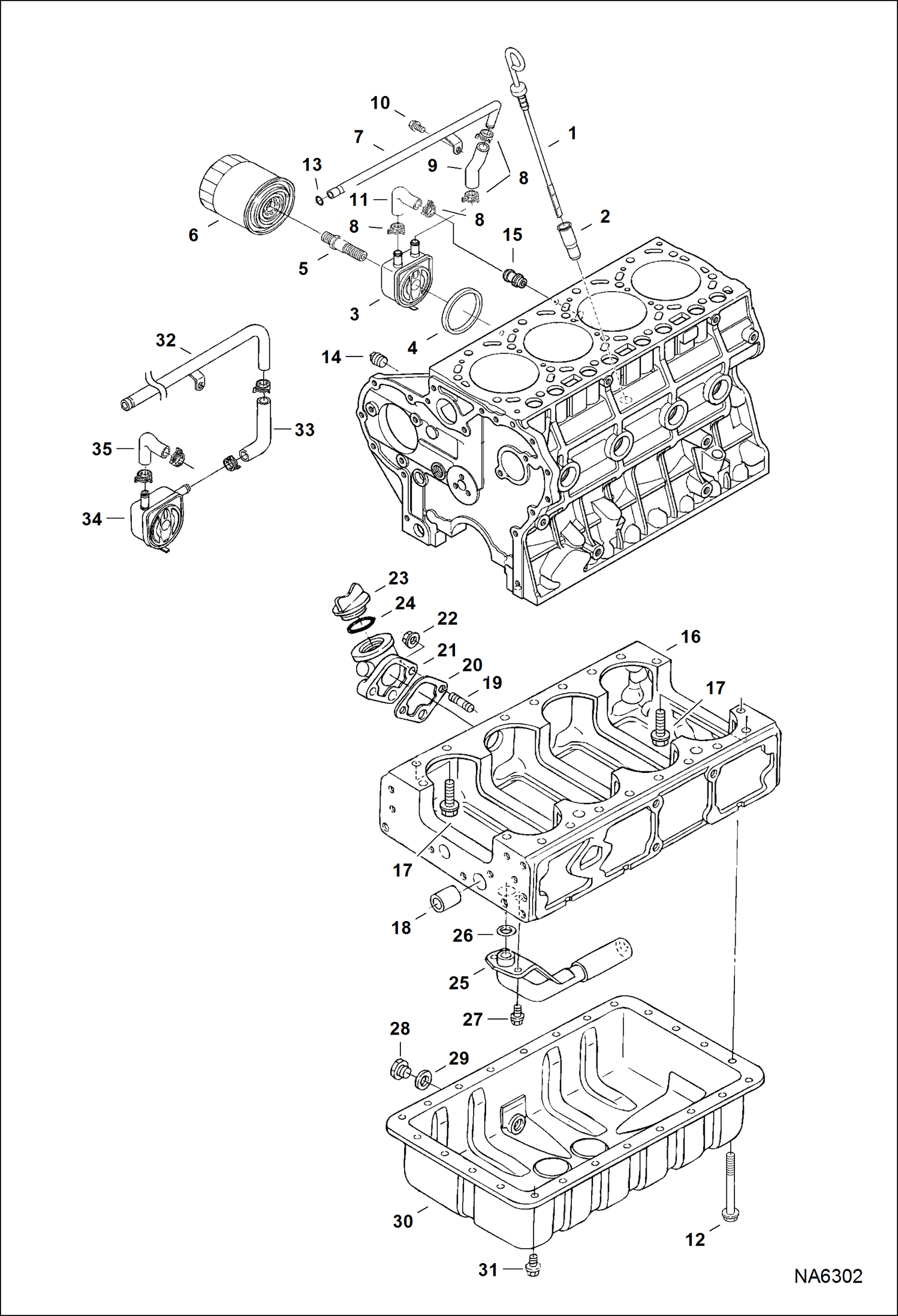 Схема запчастей Bobcat A-Series - OIL PAN (S/N 5264 & 5265) (V3300 DI T Kubota) (Tier II) POWER UNIT