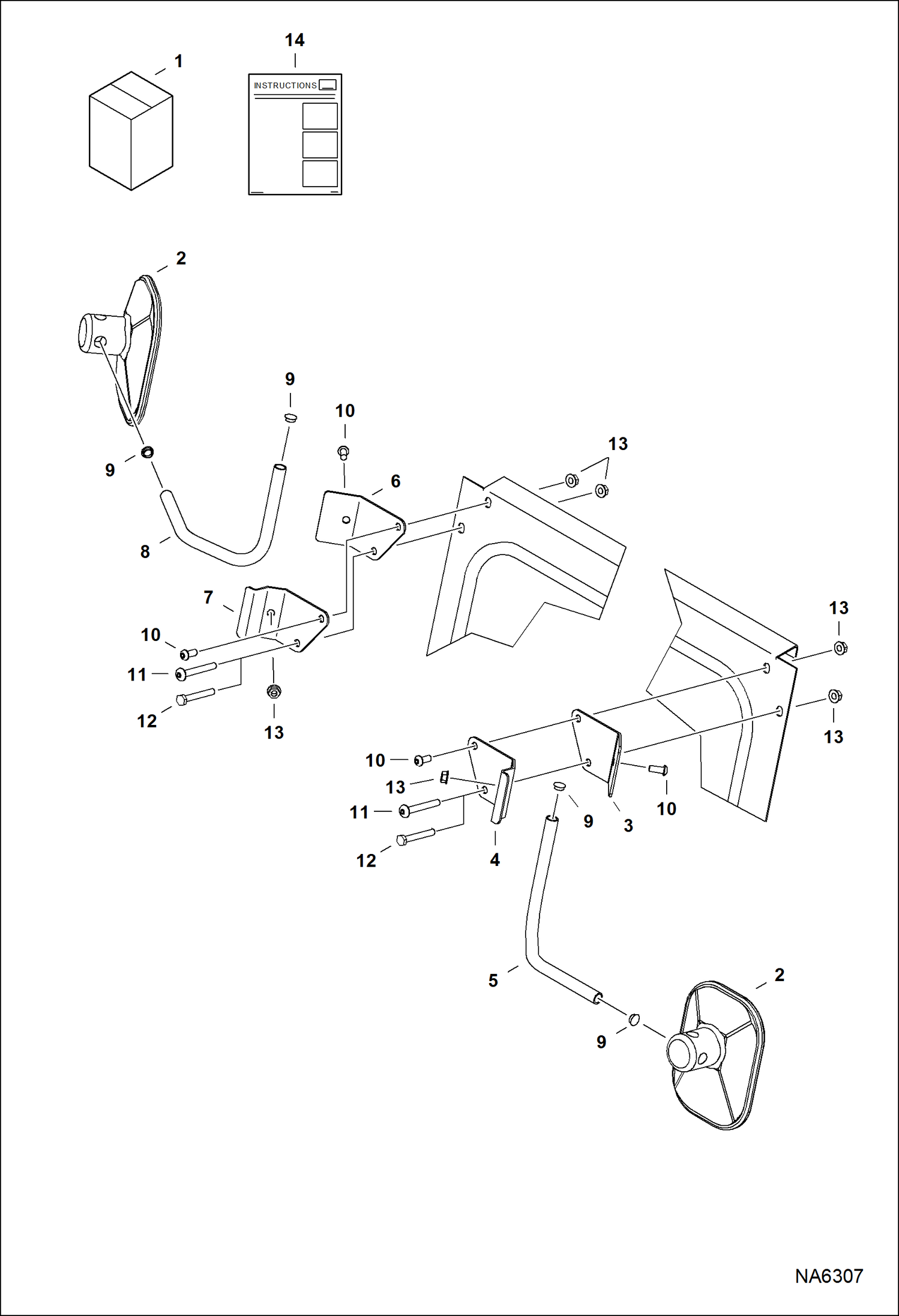 Схема запчастей Bobcat CT225 - MIRROR KIT (W/Cab) (W/Rear Corner Windows) ACCESSORIES & OPTIONS