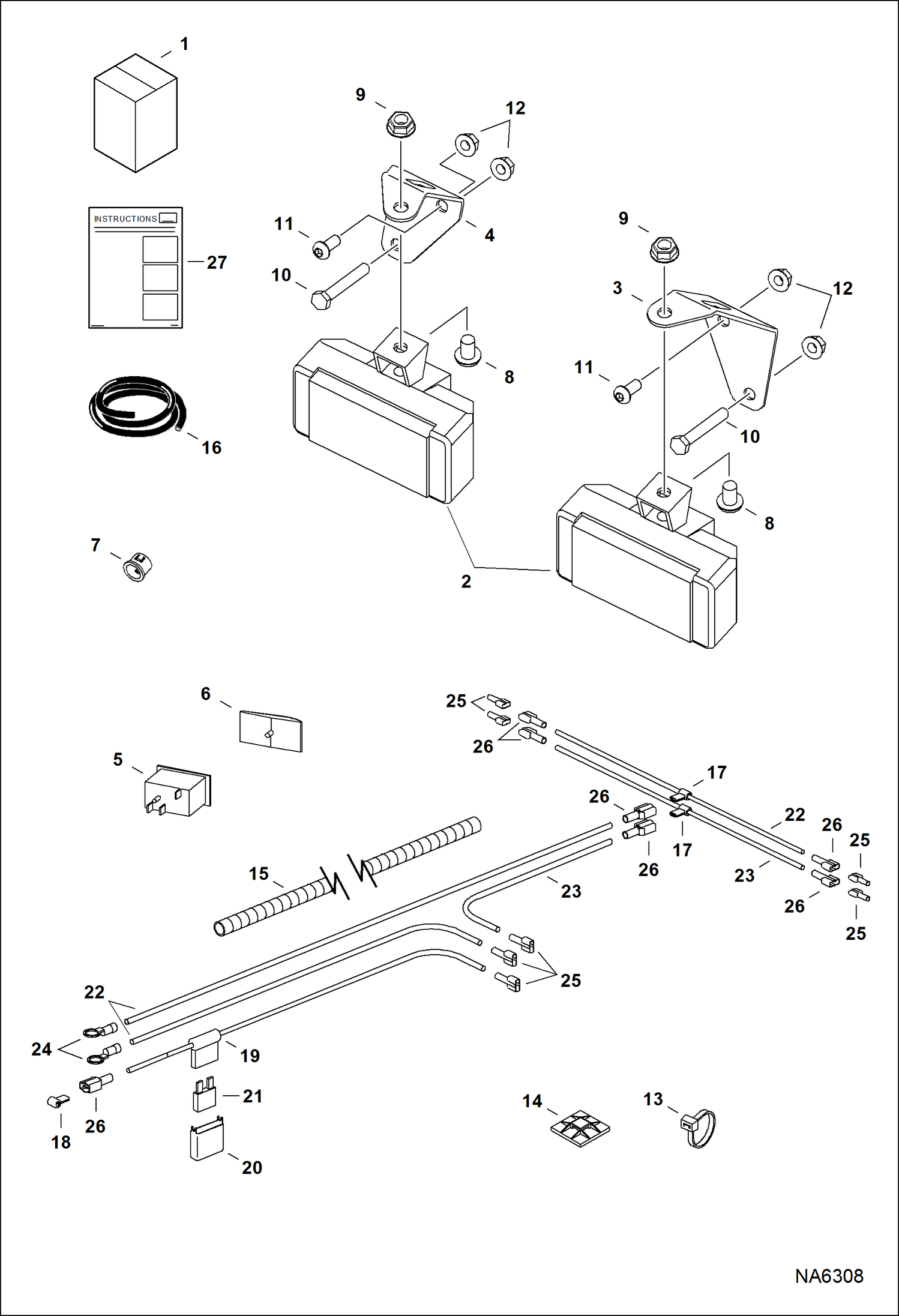 Схема запчастей Bobcat CT225 - LIGHT KIT (Work W/Cab) ACCESSORIES & OPTIONS