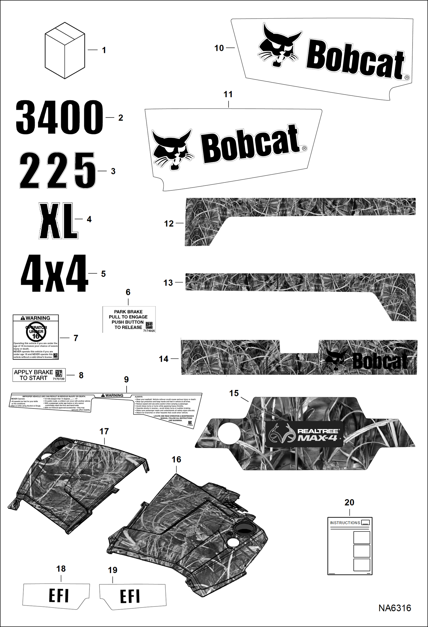 Схема запчастей Bobcat 3200 - CAMO KIT ACCESSORIES & OPTIONS