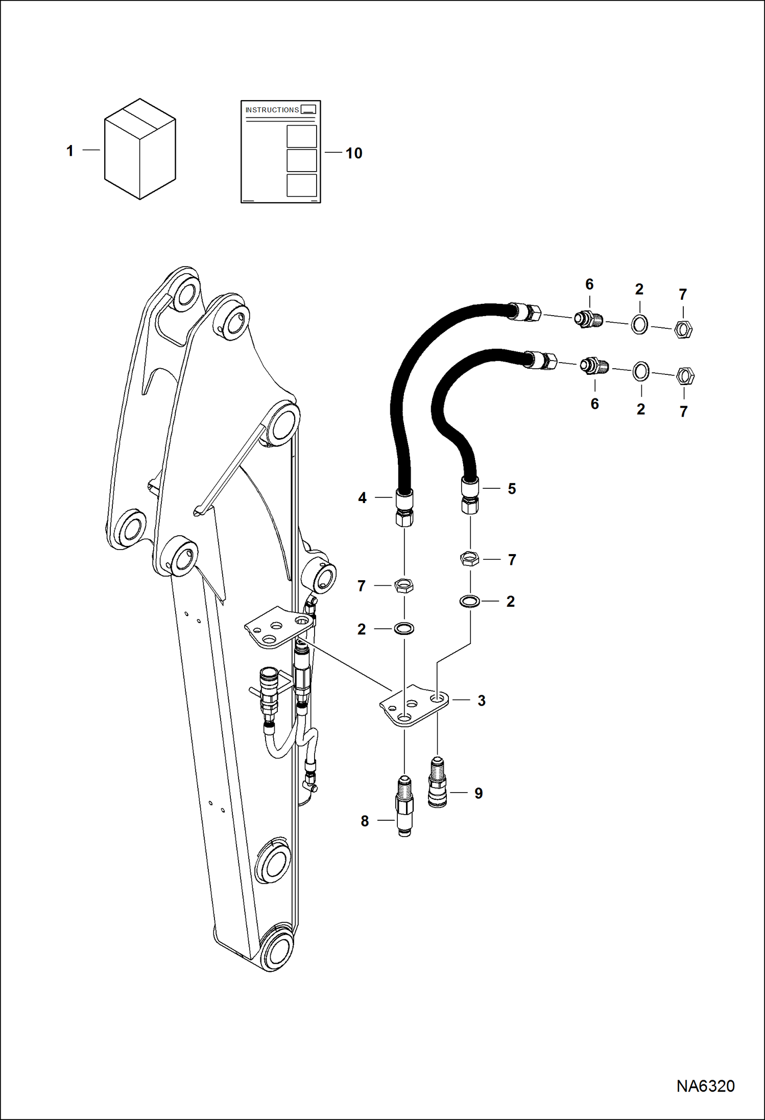 Схема запчастей Bobcat E32 - AUXILIARY COUPLER ARM KIT ACCESSORIES & OPTIONS