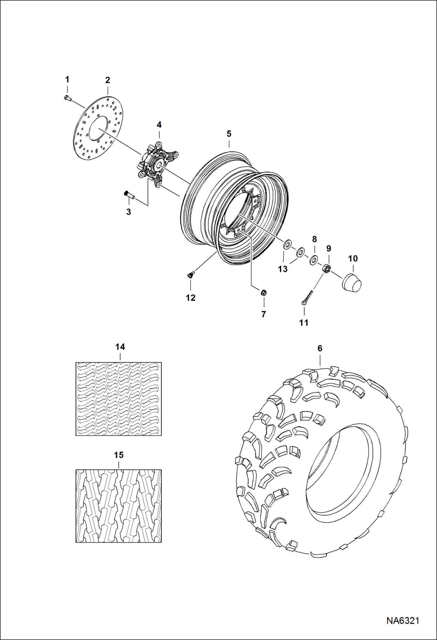 Схема запчастей Bobcat 3450 - WHEELS, FRONT (S/N AJNY20001 & Above) ACCESSORIES & OPTIONS