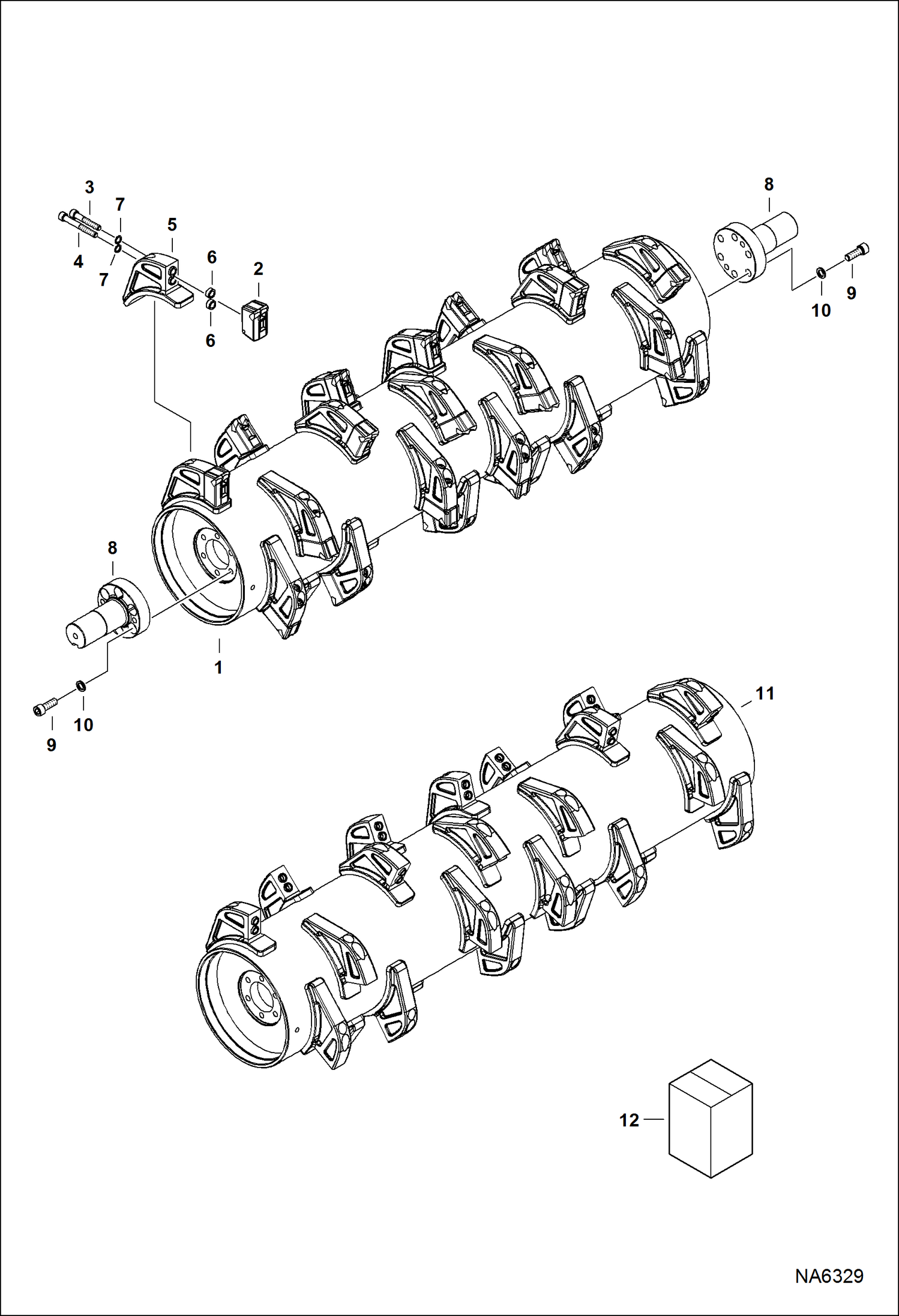 Схема запчастей Bobcat FORESTRY CUTTER - FORESTRY CUTTER (Rotor Assembly) (84 mm) (3.3125) Tool Holder (FRC60 ANR500245 & Above) (60 ATV1) Loader