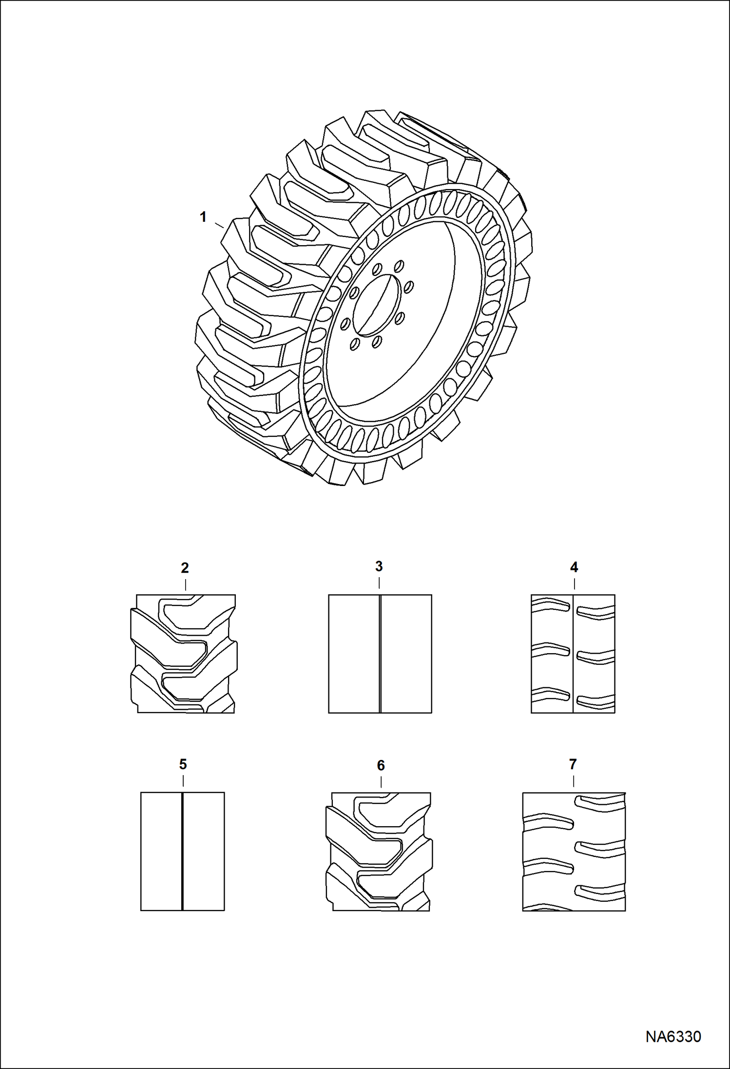 Схема запчастей Bobcat S-Series - TIRES & RIMS (Solid Tire) ACCESSORIES & OPTIONS