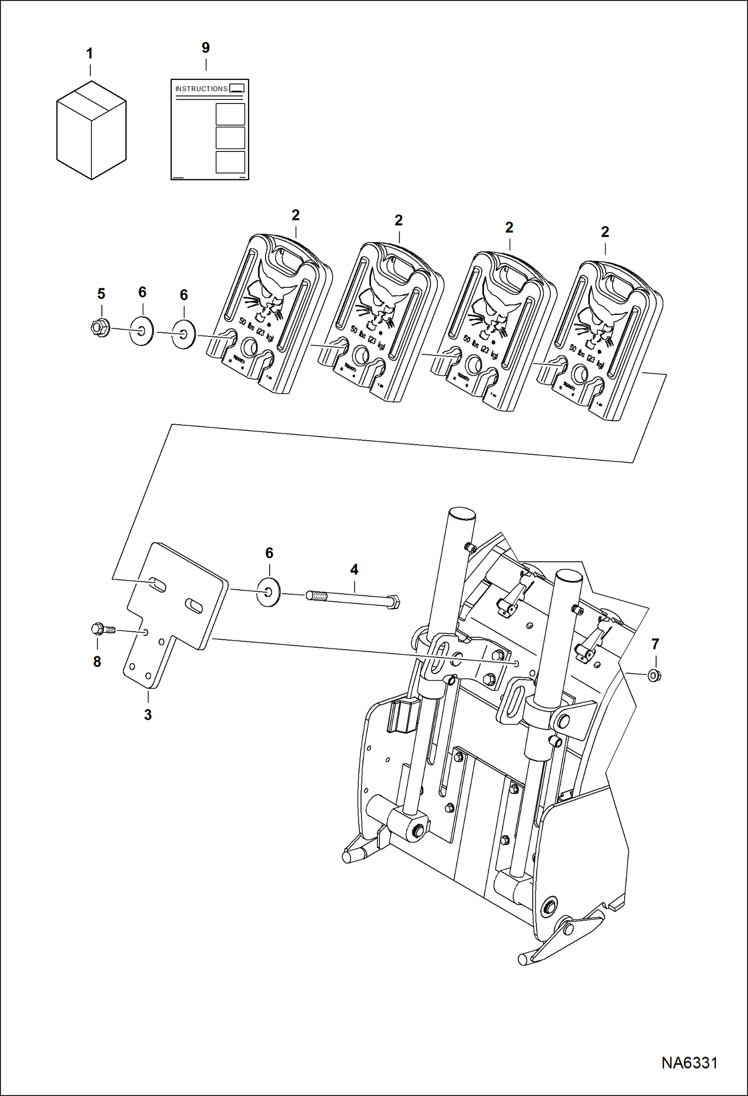 Схема запчастей Bobcat PLANERS - PLANER (Counterweight Kit) (18 2316) (18PLA AKS2) (24 2317) (24PLA AJN7) Loader