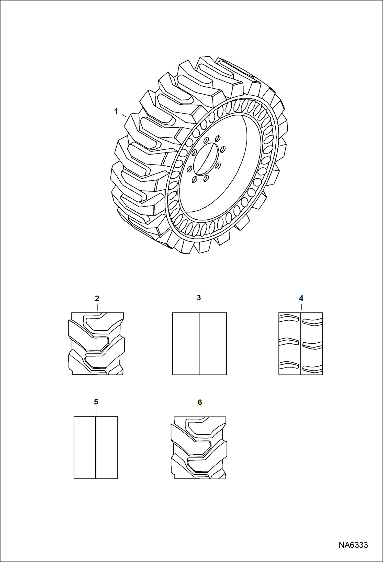 Схема запчастей Bobcat S-Series - TIRES & RIMS (Solid Tire) ACCESSORIES & OPTIONS