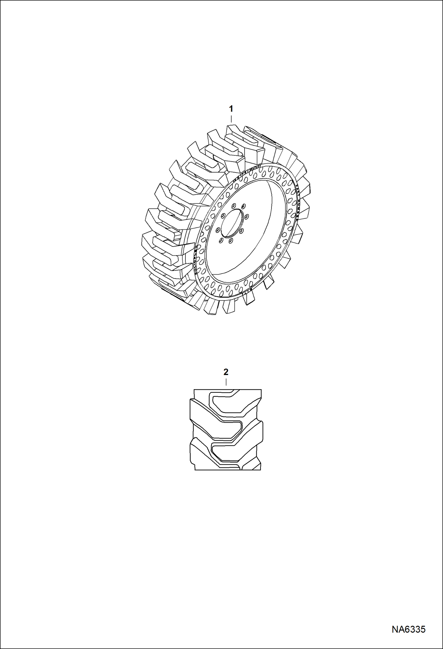 Схема запчастей Bobcat 900s - TIRES & RIMS (Solid Tire) ACCESSORIES & OPTIONS