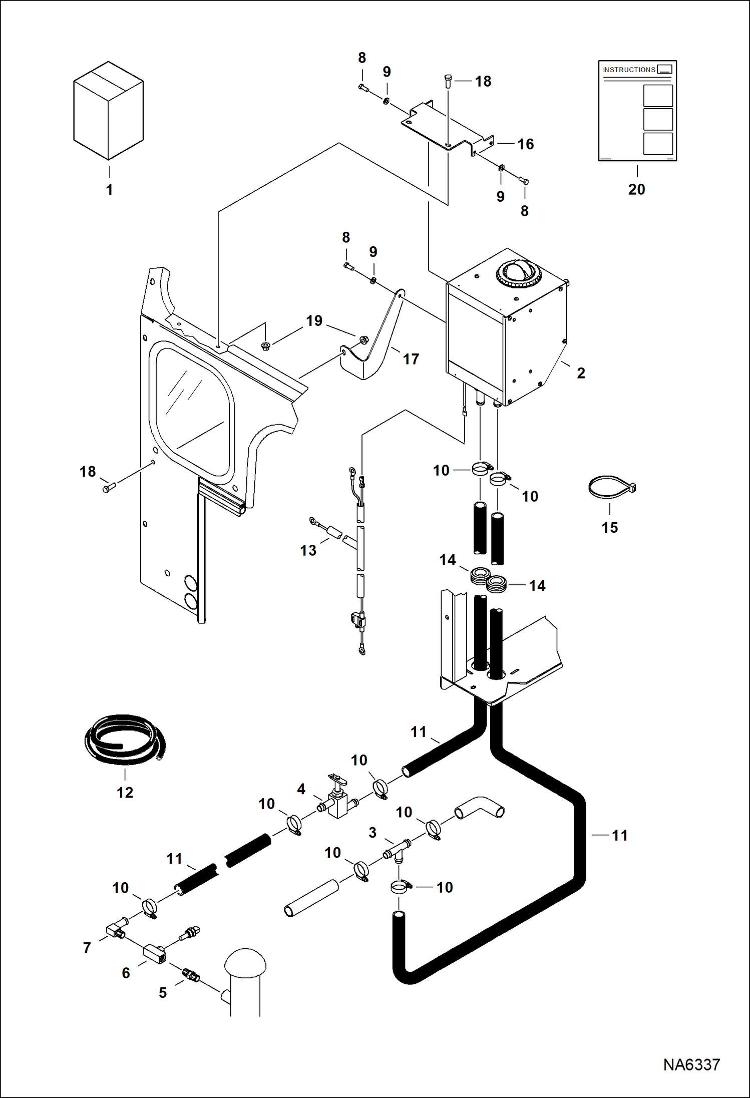 Схема запчастей Bobcat CT225 - HEATER KIT (W/Rear Corner Windows) ACCESSORIES & OPTIONS