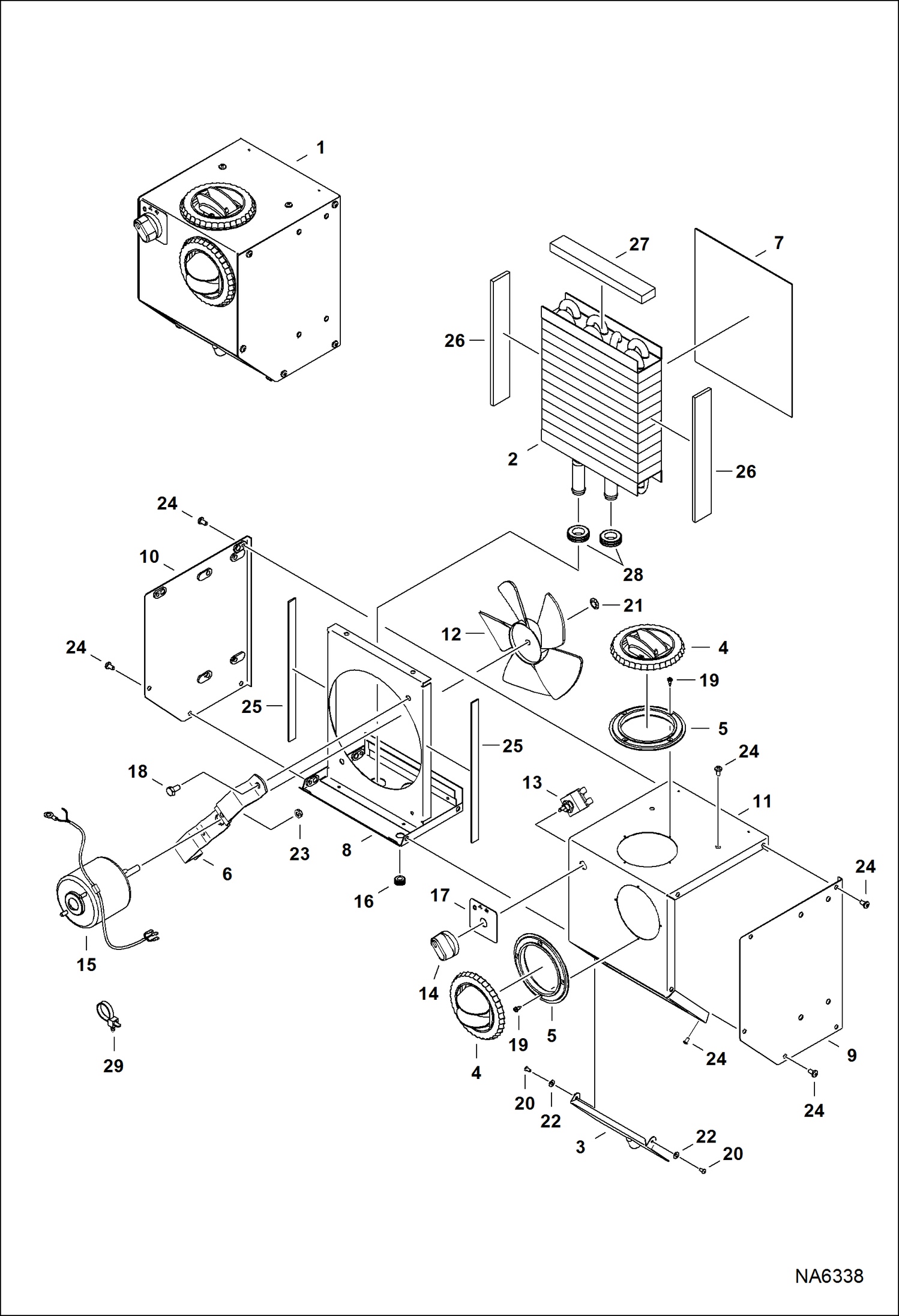 Схема запчастей Bobcat CT225 - HEATER ASSY (W/Rear Corner Windows) ACCESSORIES & OPTIONS