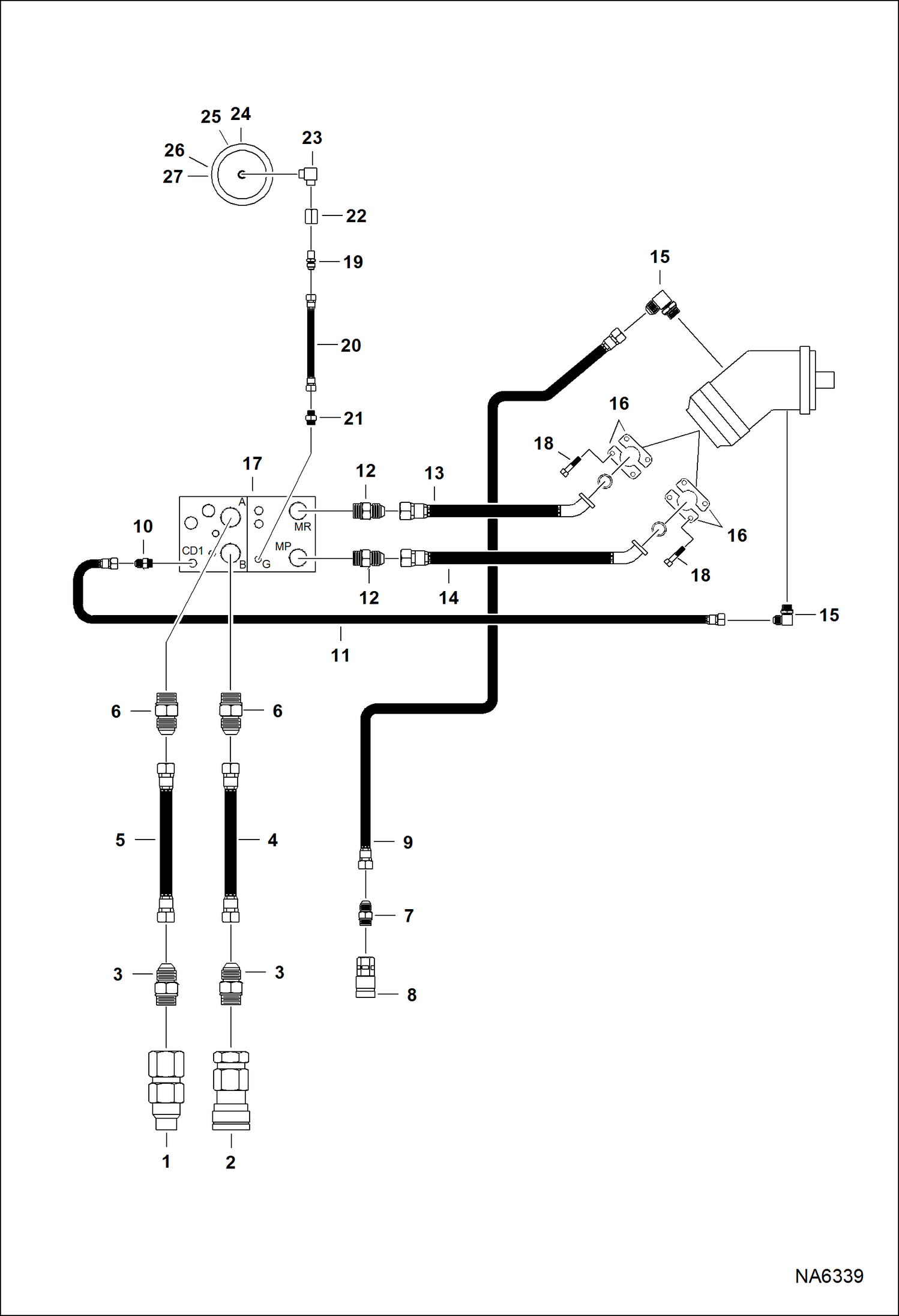 Схема запчастей Bobcat FORESTRY CUTTER - FORESTRY CUTTER (Hydraulic Circuitry) (FRC50 ATSY) (FRC60 ATV1) Loader