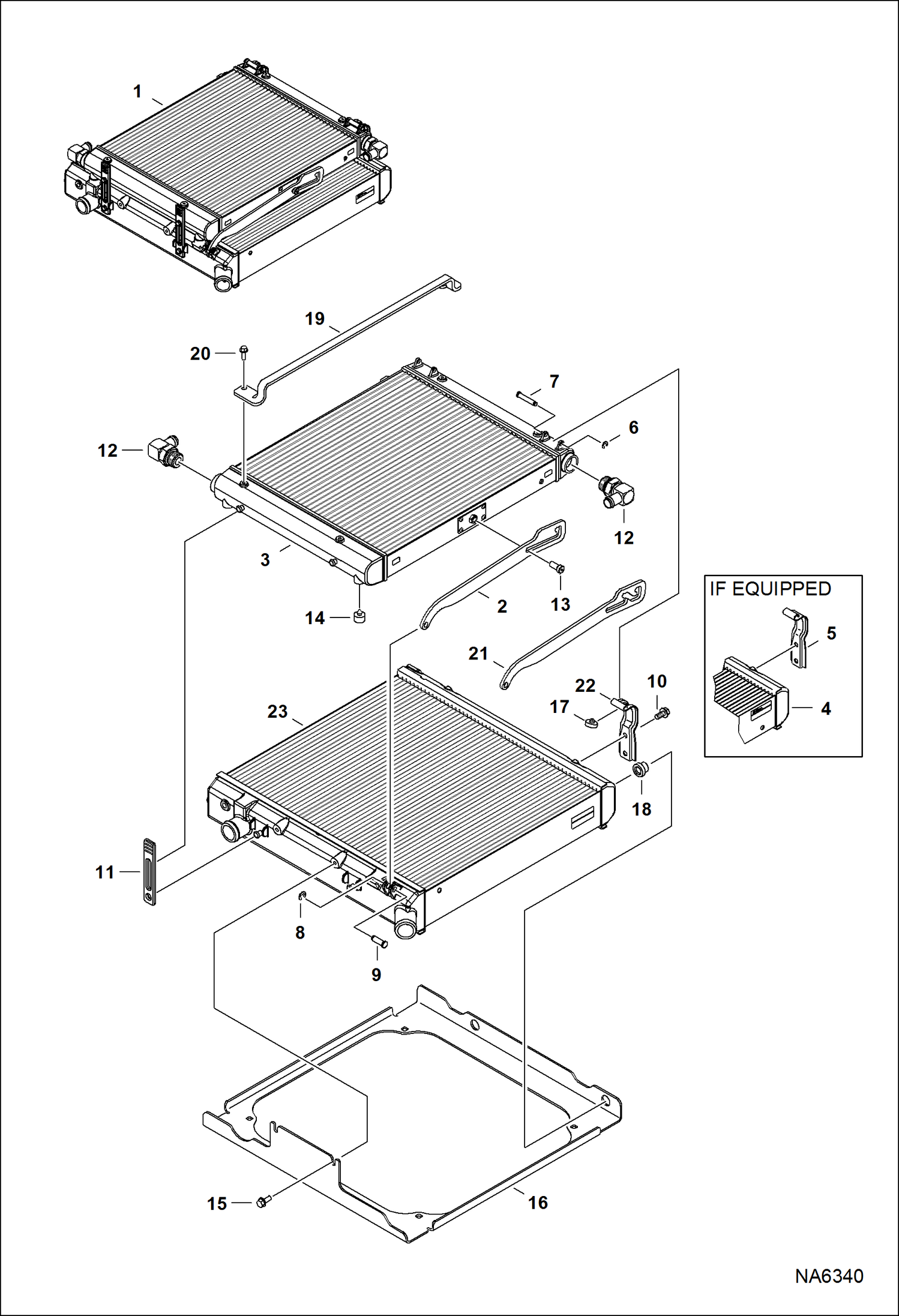 Схема запчастей Bobcat S-Series - RADIATOR/COOLER ASSEMBLY (Stud Mount Radiator) HYDROSTATIC SYSTEM