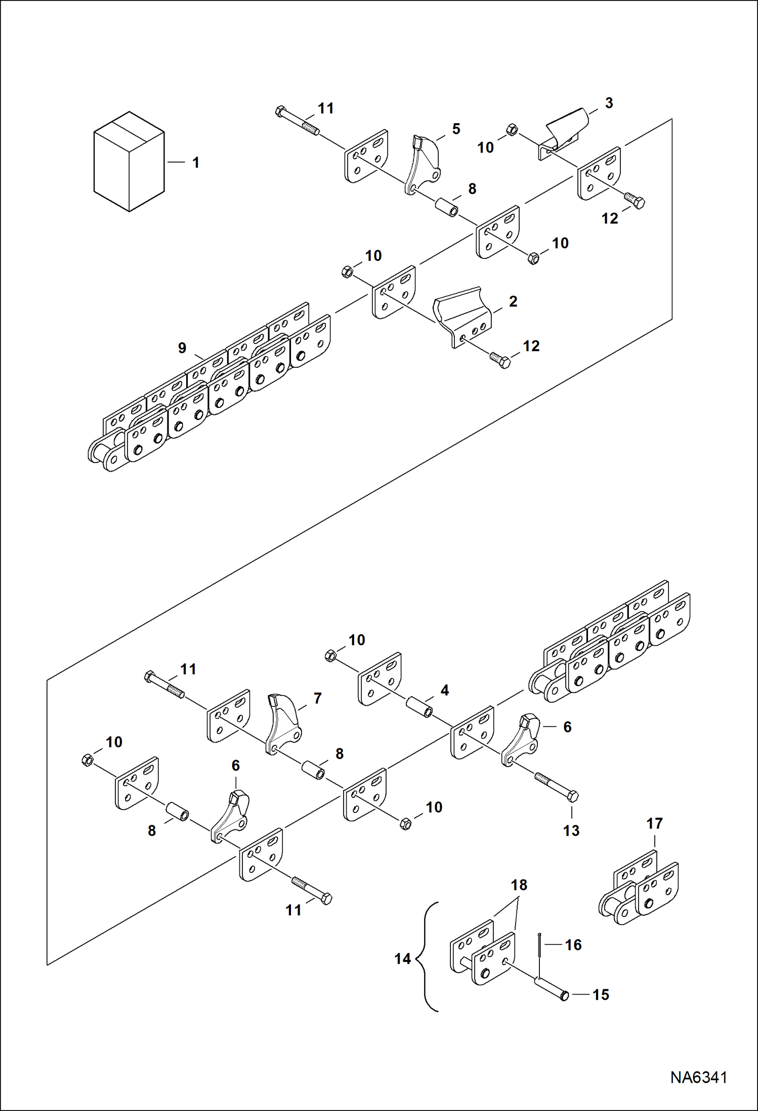 Схема запчастей Bobcat TRENCHERS - TRENCHER (Chain&Tooth Assy)(2 Depth - 4 Wide Cup/Shark Teeth Double Std Pattern) (LT112) Loader