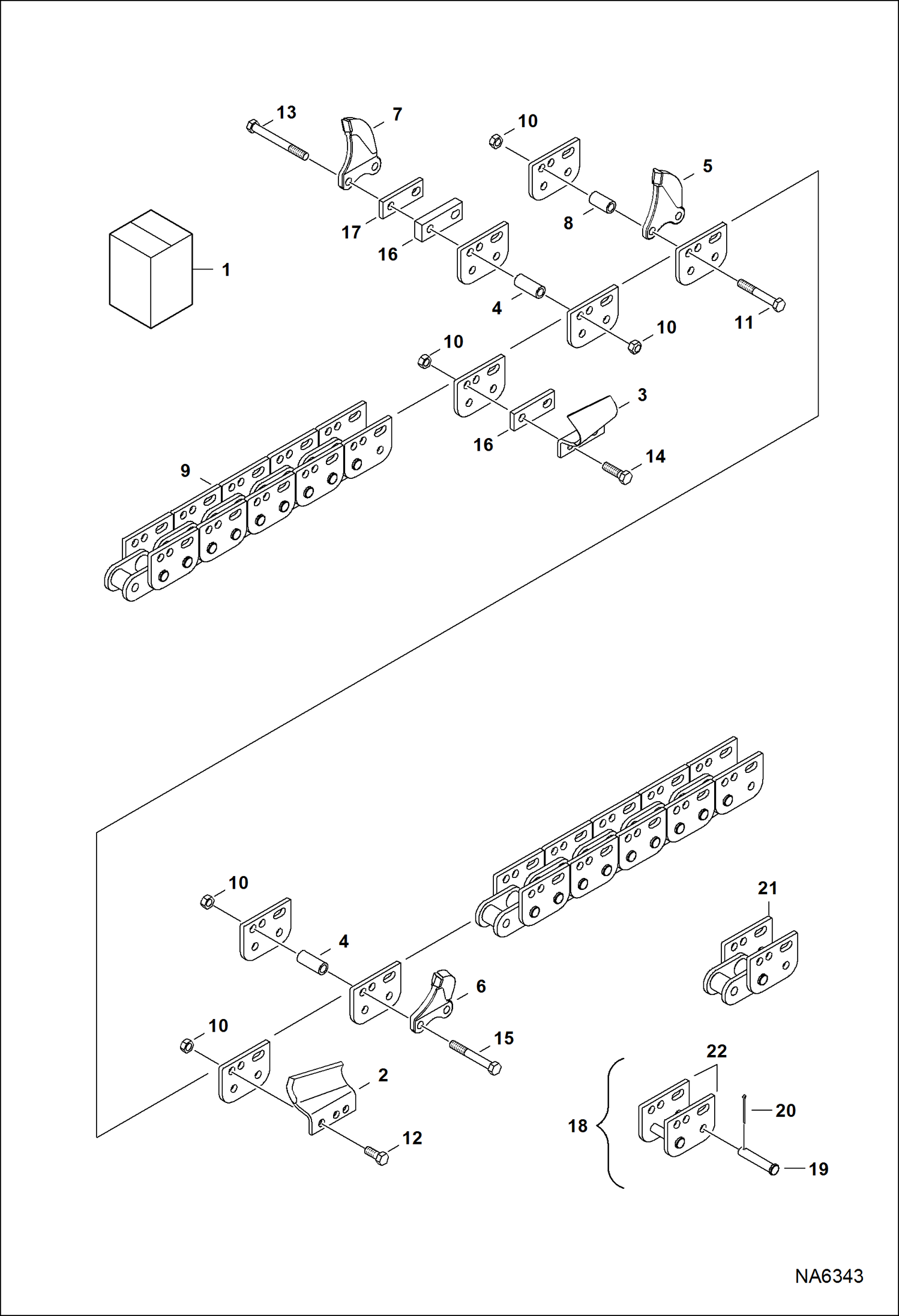 Схема запчастей Bobcat TRENCHERS - TRENCHER (Chain&Tooth Assy)(2 Depth - 6 Wide Cup/Shark Teeth Double Std Pattern) (LT112) Loader