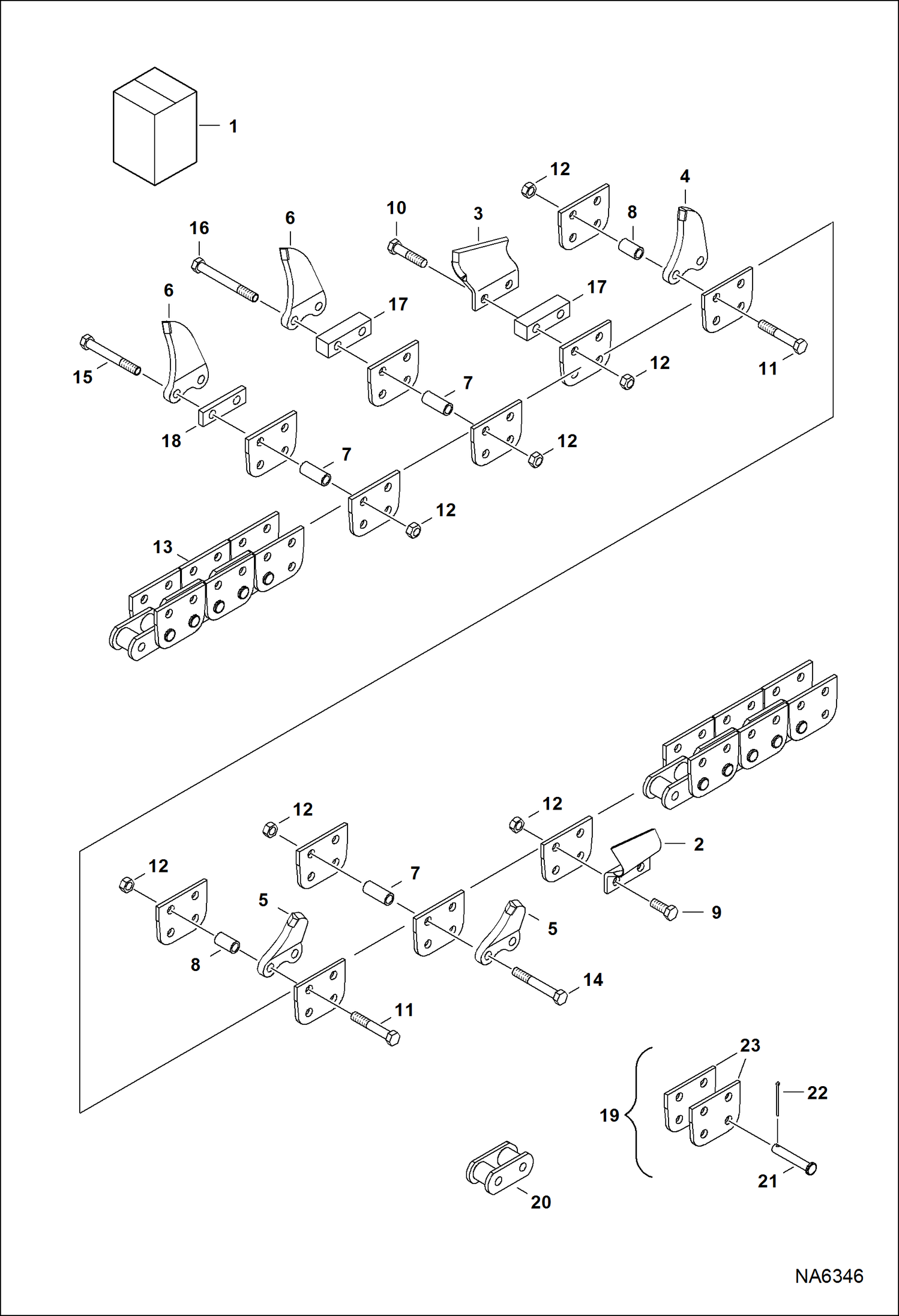 Схема запчастей Bobcat TRENCHERS - TRENCHER (Chain&Tooth Assy)(4 Depth- 8 Wide Cup/Shark Teeth in Double Std Pattern) (LT313) (LT414) Loader