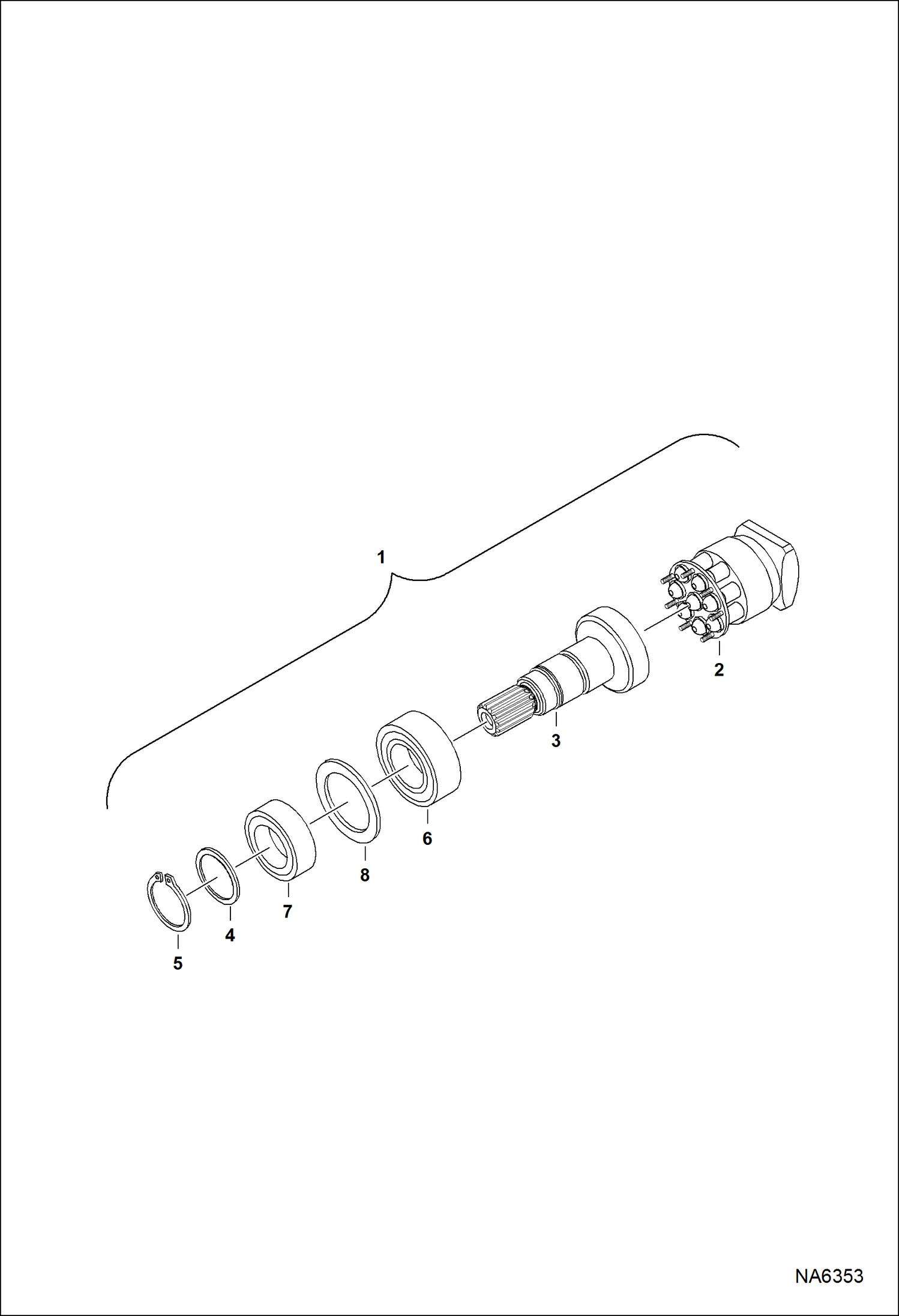 Схема запчастей Bobcat FORESTRY CUTTER - FORESTRY CUTTER (Motor Drive Shaft & Bearings) (FRC50 ATSY) (FRC60 ATV1) Loader