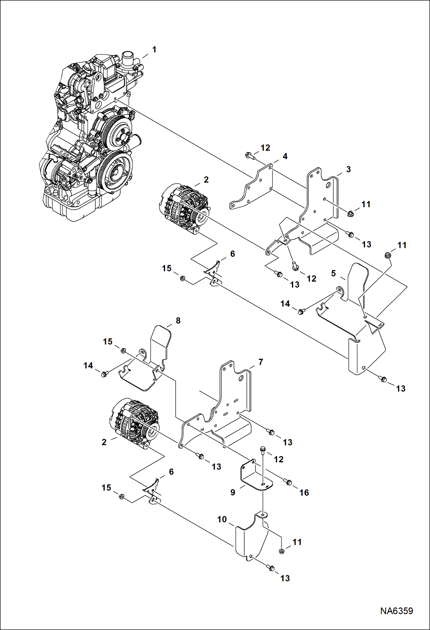 Схема запчастей Bobcat S-Series - ENGINE & ATTACHING PARTS (Engine Brackets) POWER UNIT