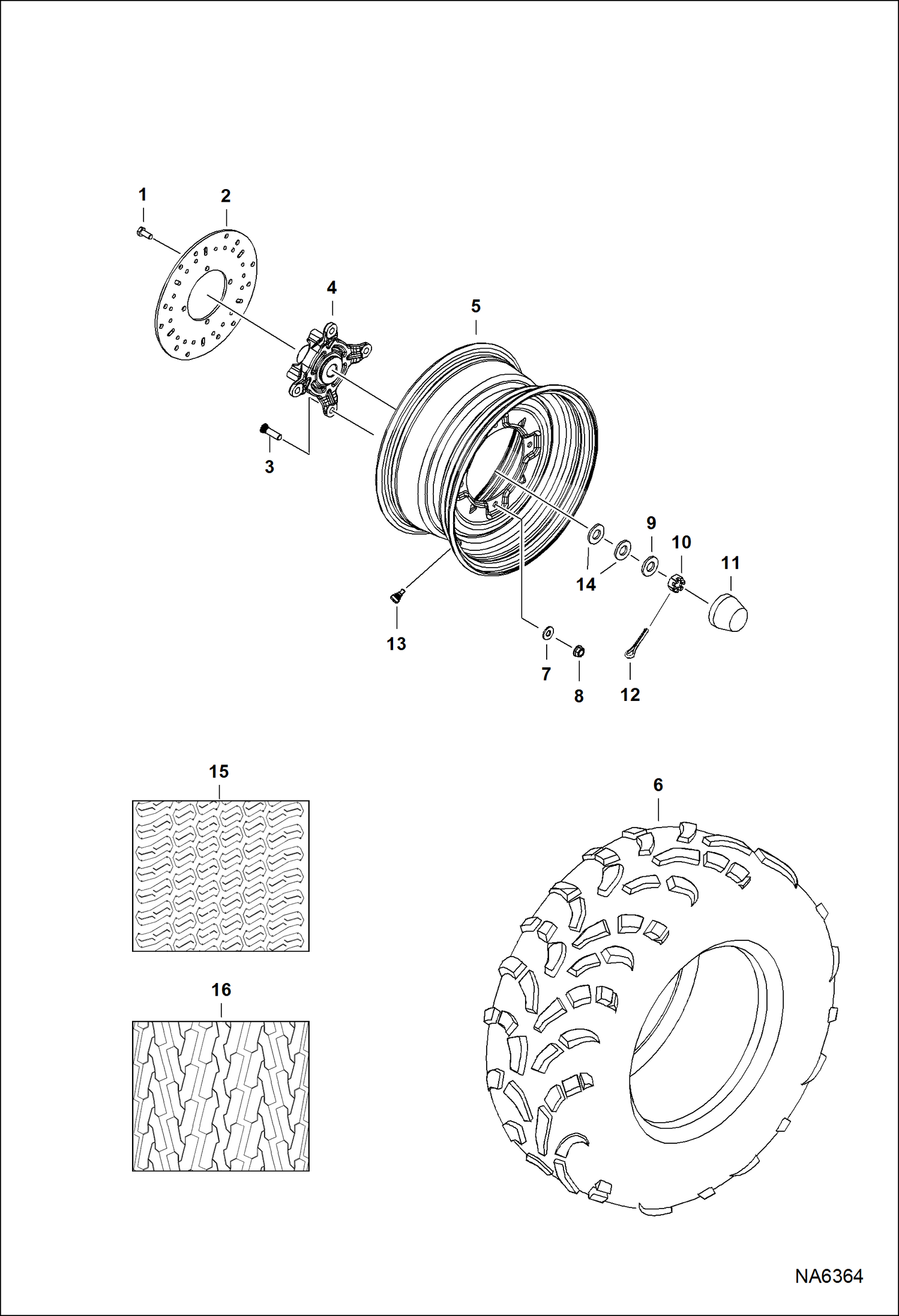 Схема запчастей Bobcat 3450 - WHEELS, FRONT (S/N AJNY11001 - 19999) ACCESSORIES & OPTIONS